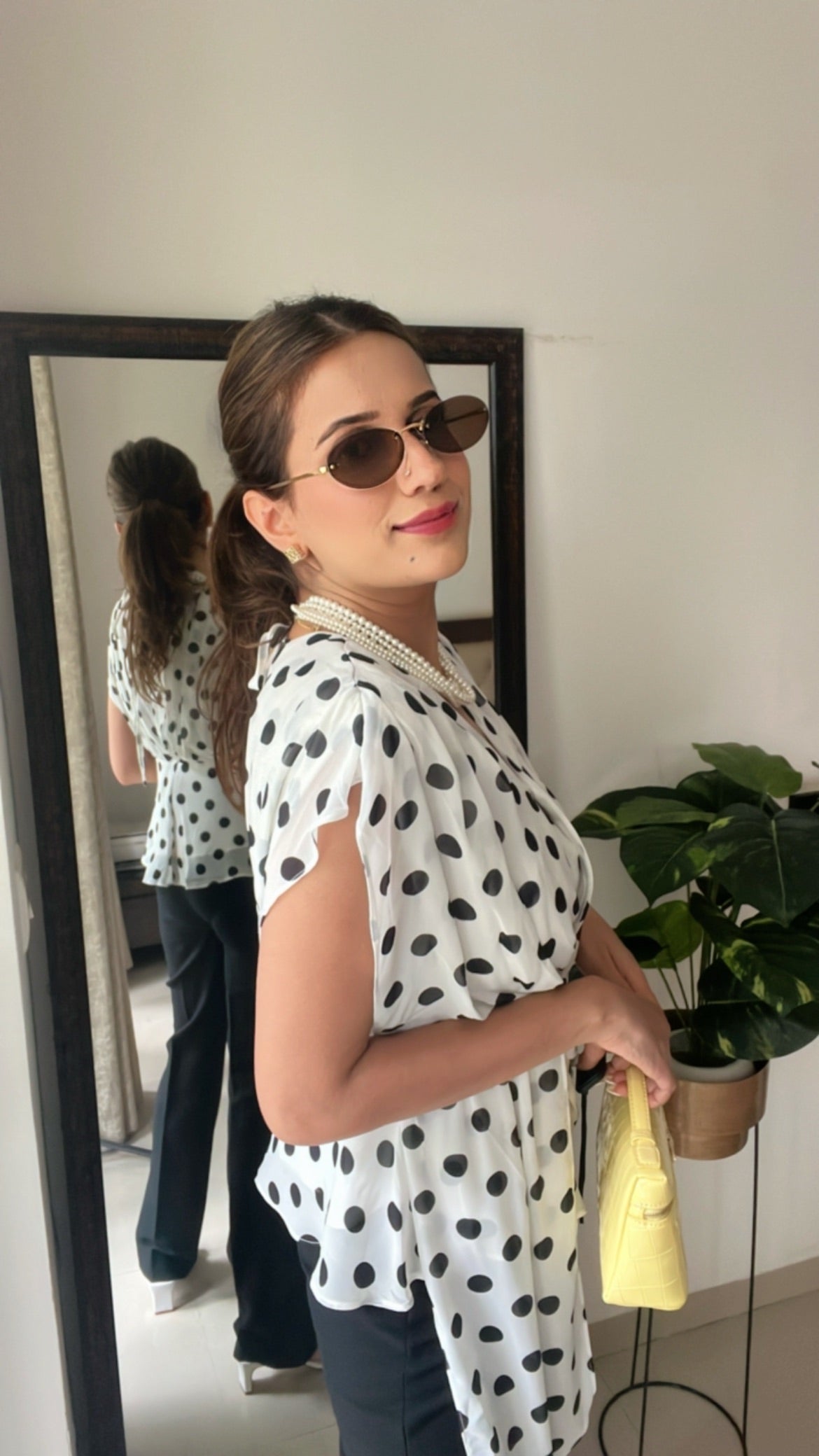 Polka Dot Drape Top