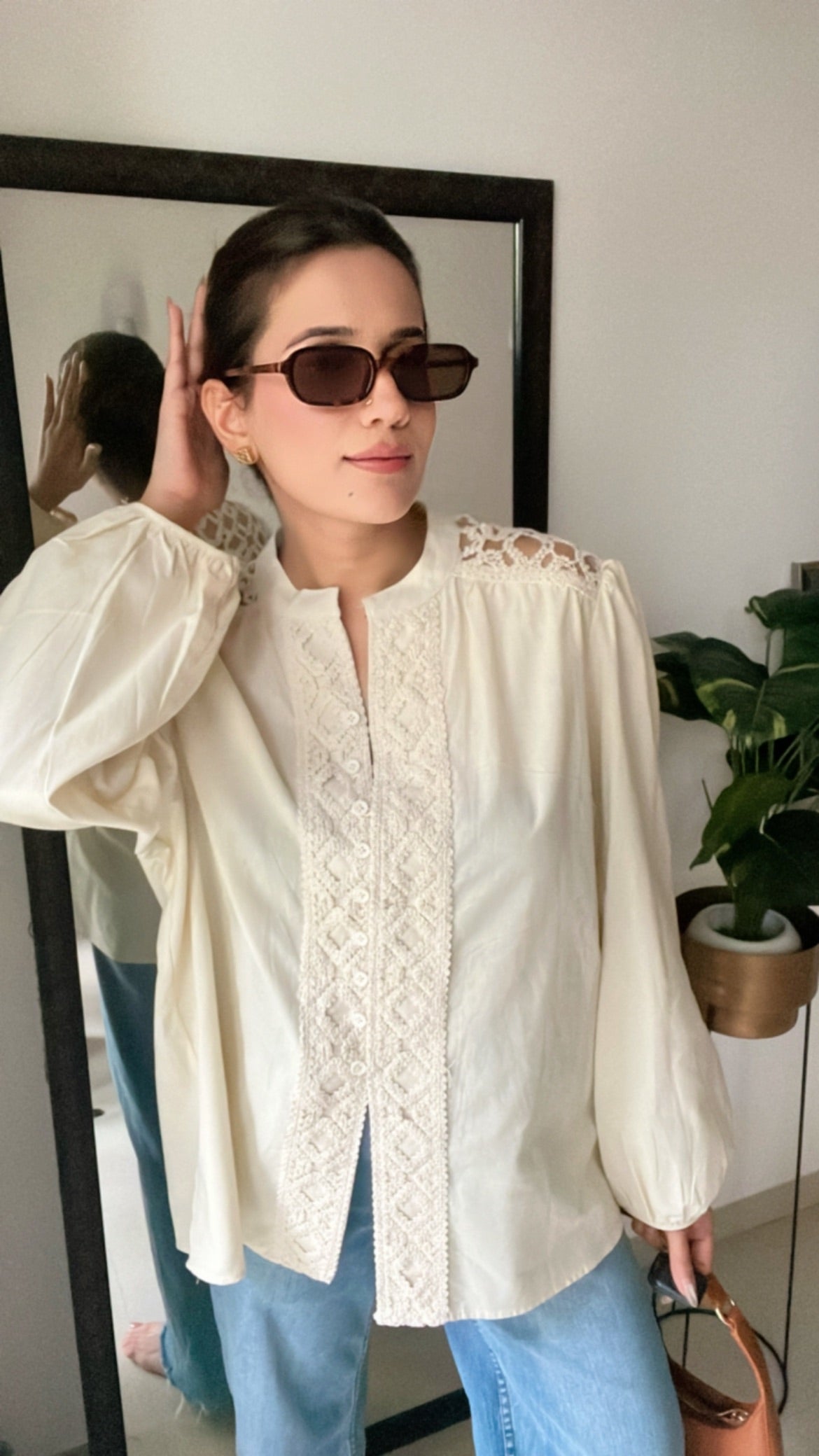 Cut work Lace Poplin Top