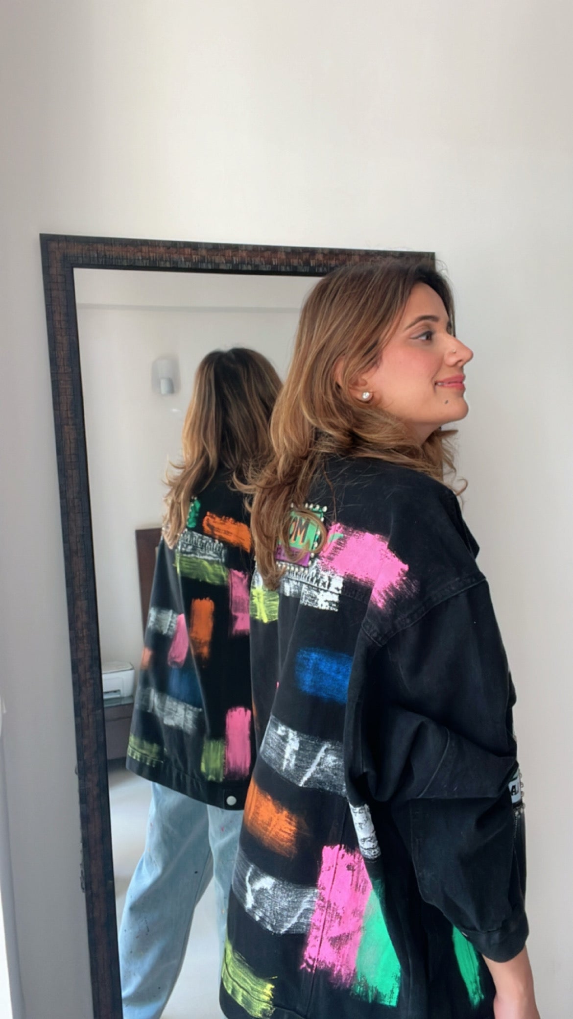 Color Splash Oversized Denim Fall Jacket