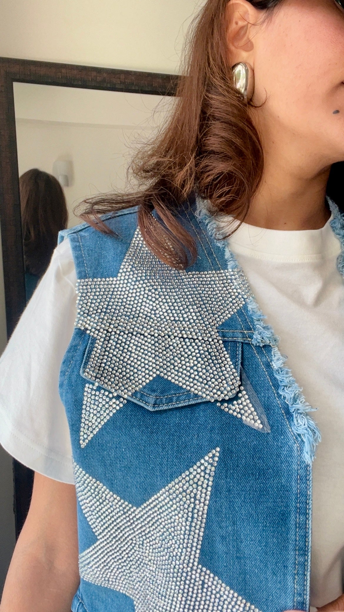 Swarovski Star Denim Fall Vest