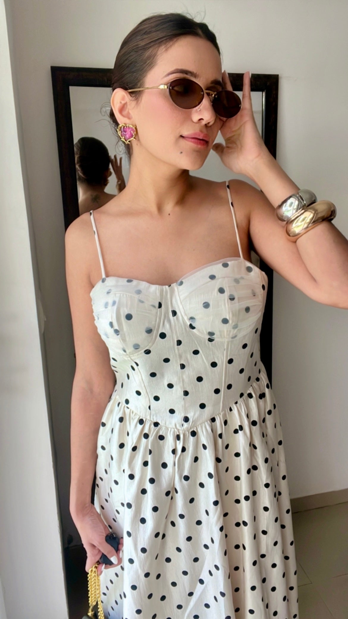 Rouge Polka Dot Midi Dress