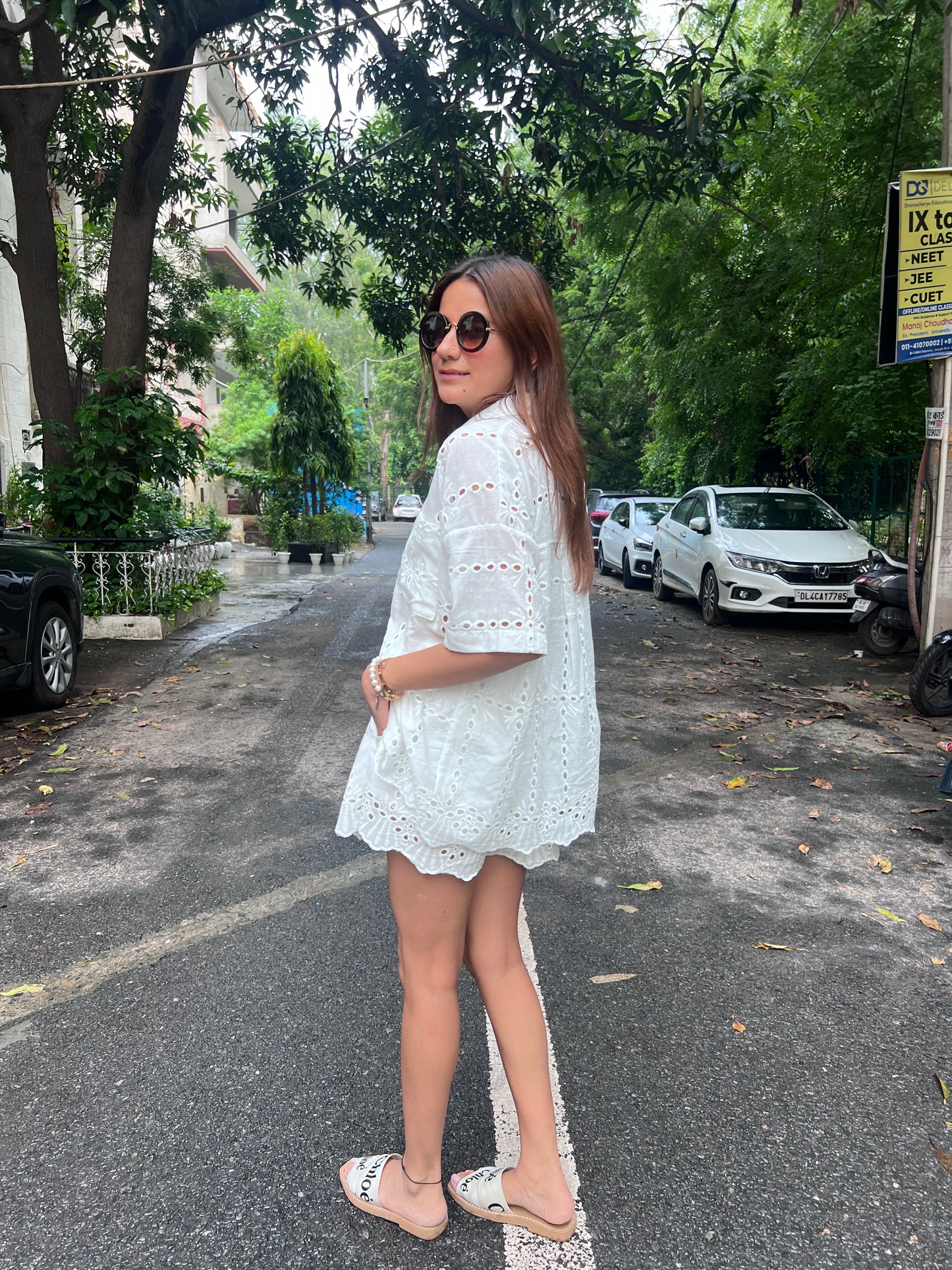 Cutwork soft Poplin Co-ord Set