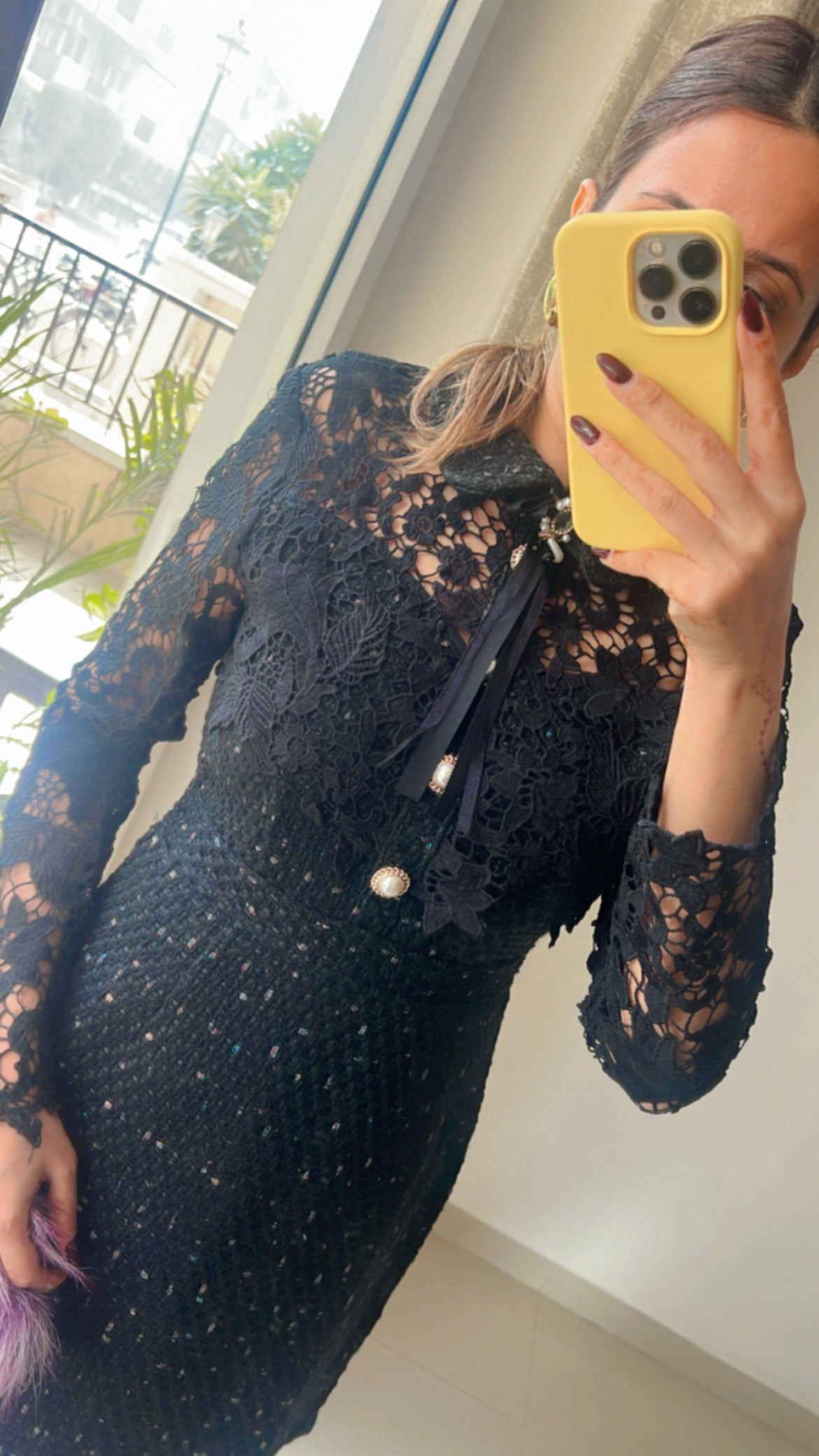 Lace Peterpan Collar Tweed Dress