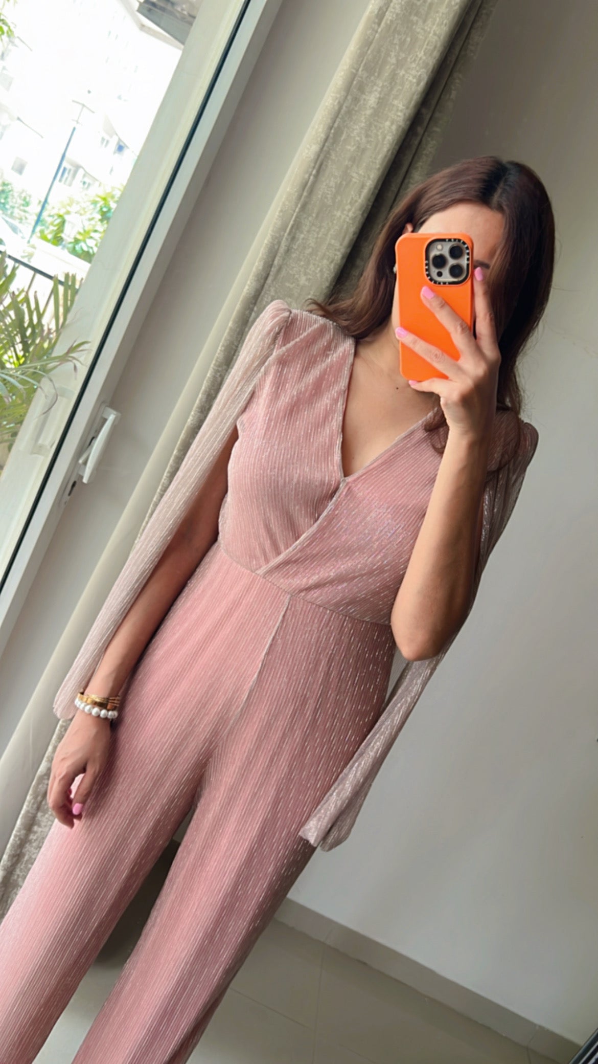 Cape Pleated Jumpsuit