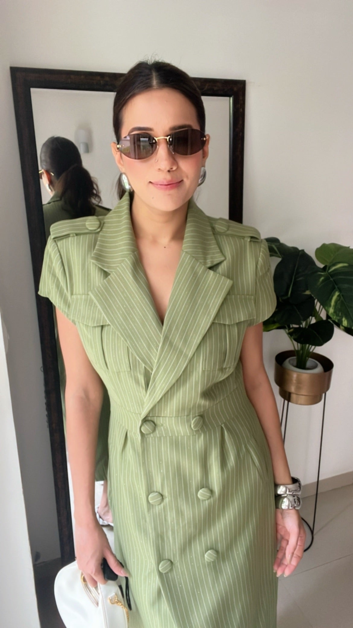Double Breasted Pinstripe Dress