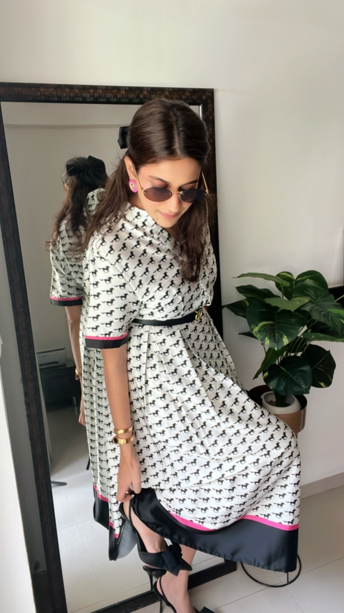 Horse Printed Vintage Dress
