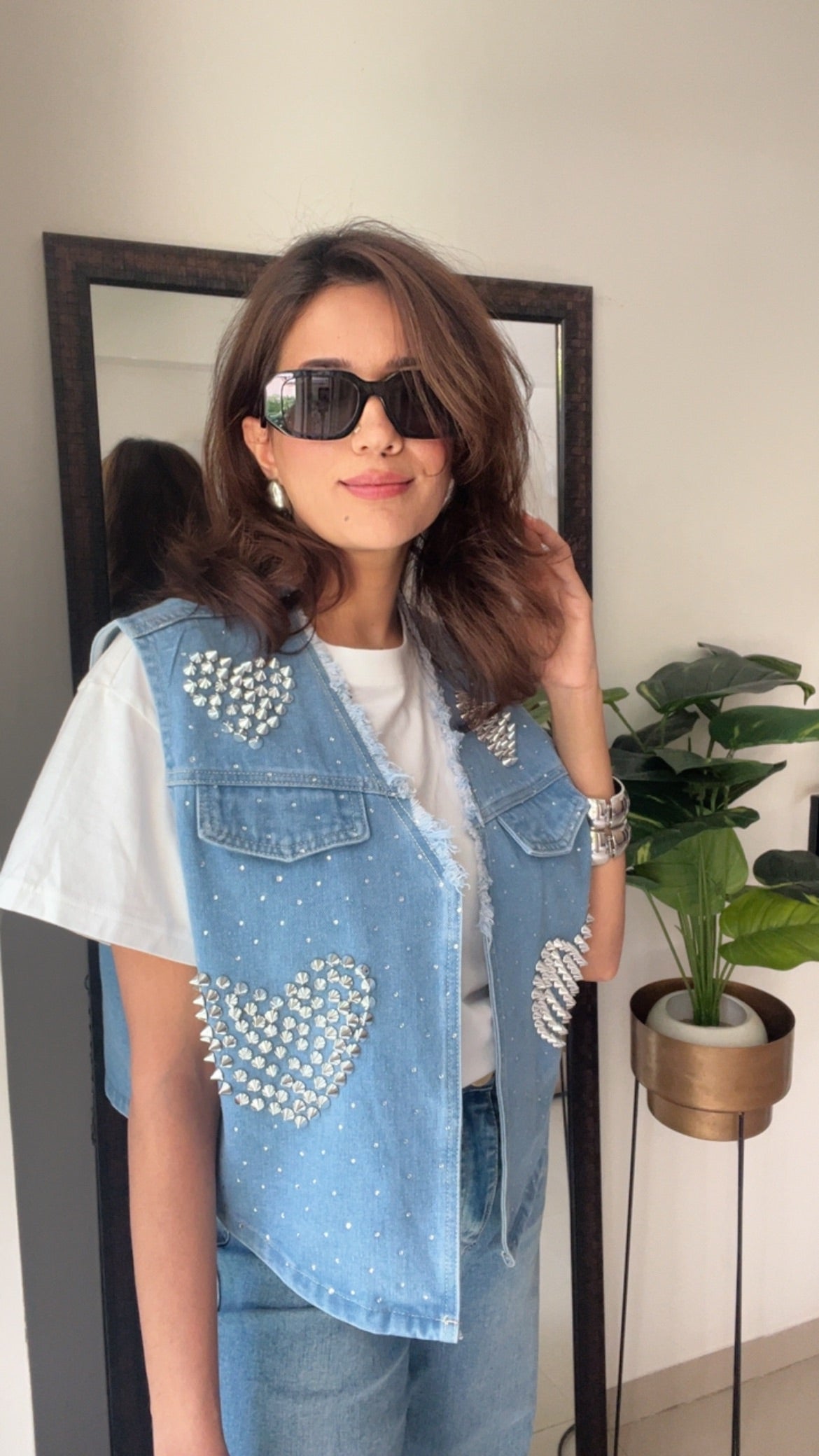 Rivet Heart Denim Fall Vest