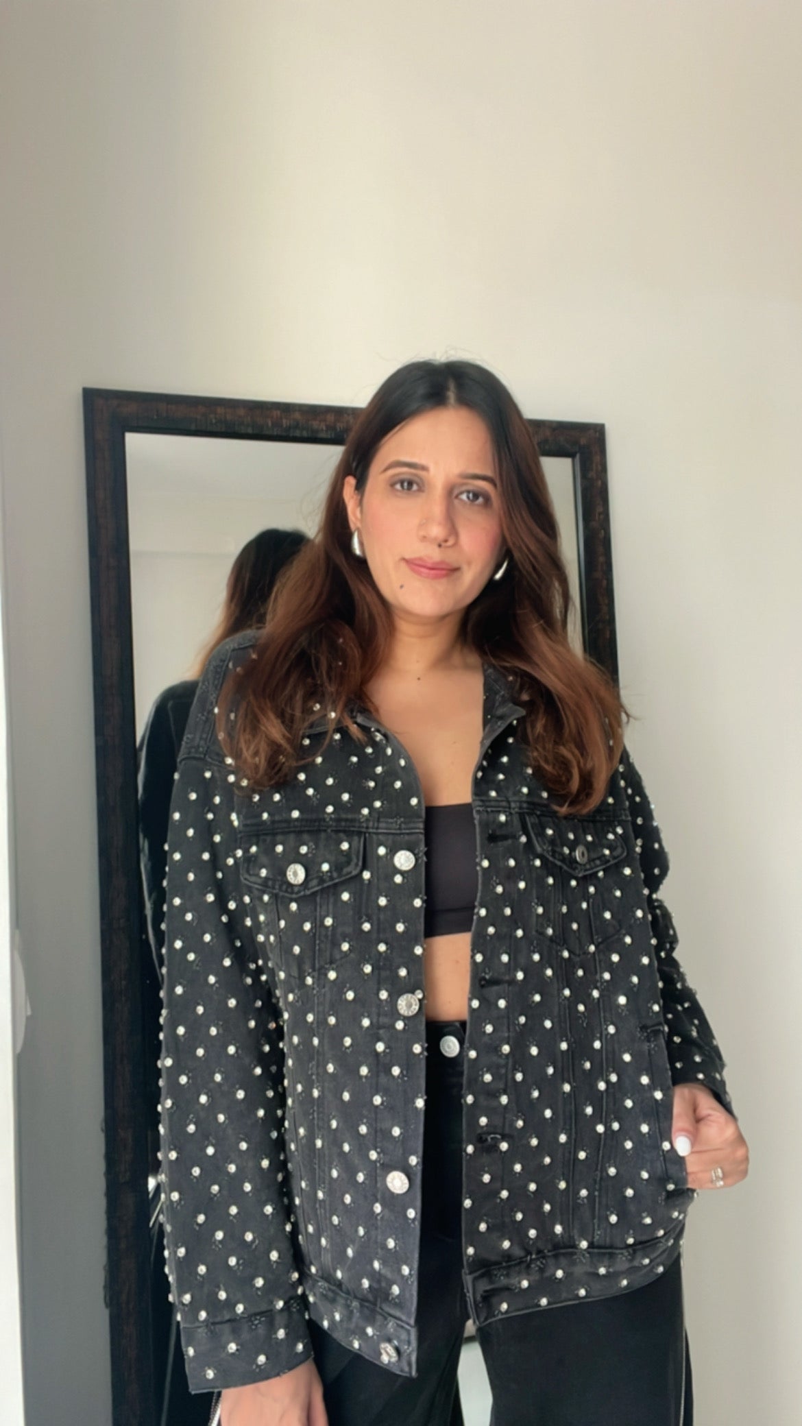 Studded Premium Denim Fall Jacket