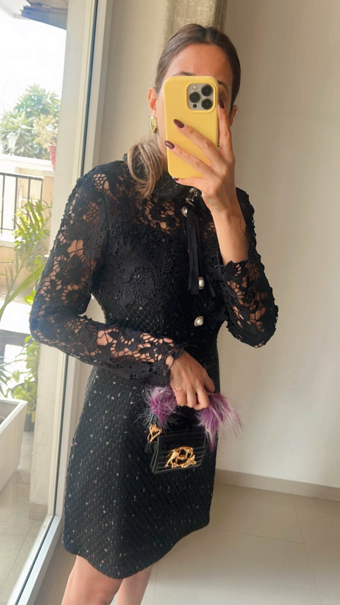 Lace Peterpan Collar Tweed Dress