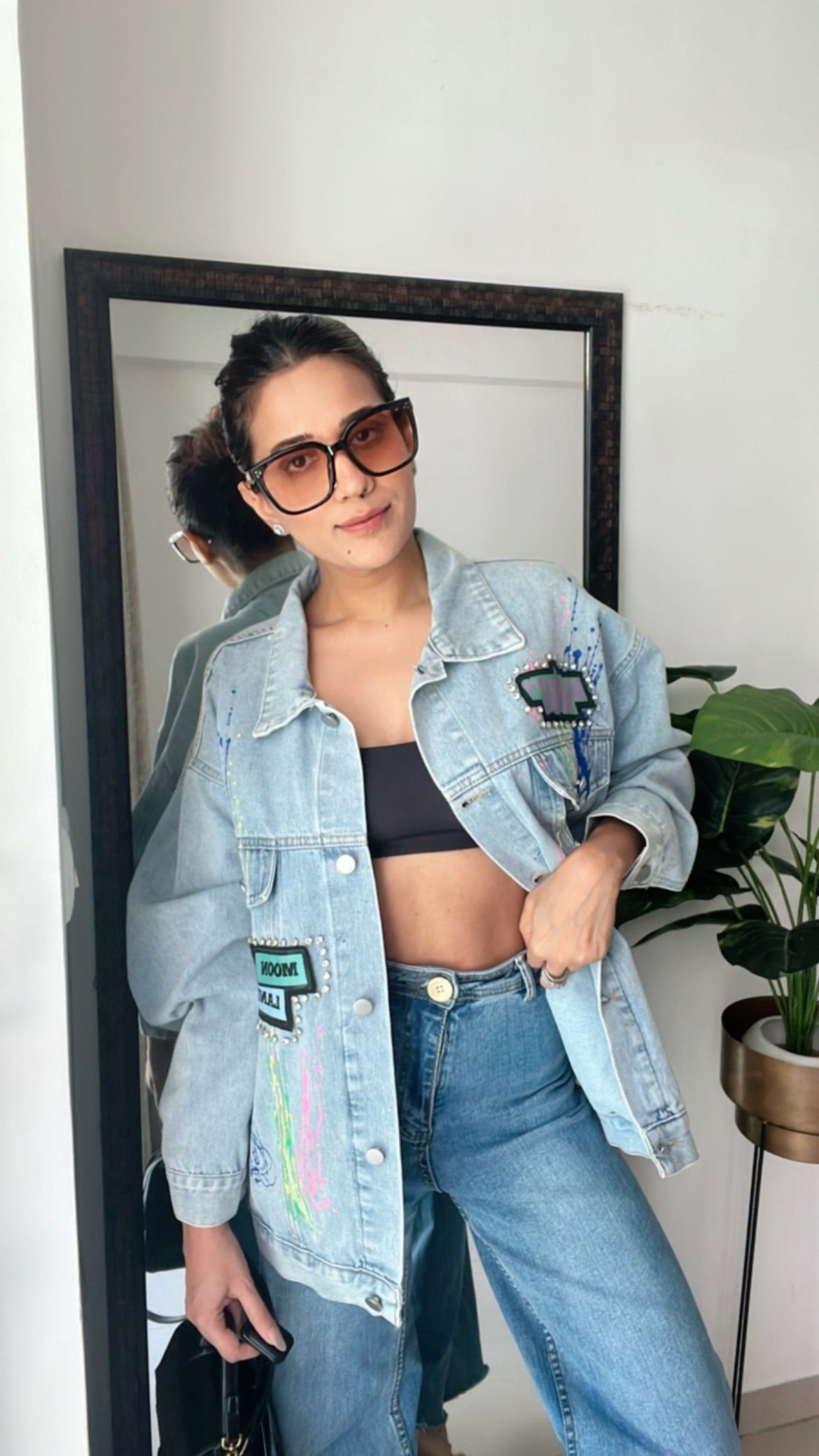 Painted Color Pop Denim Fall Jacket