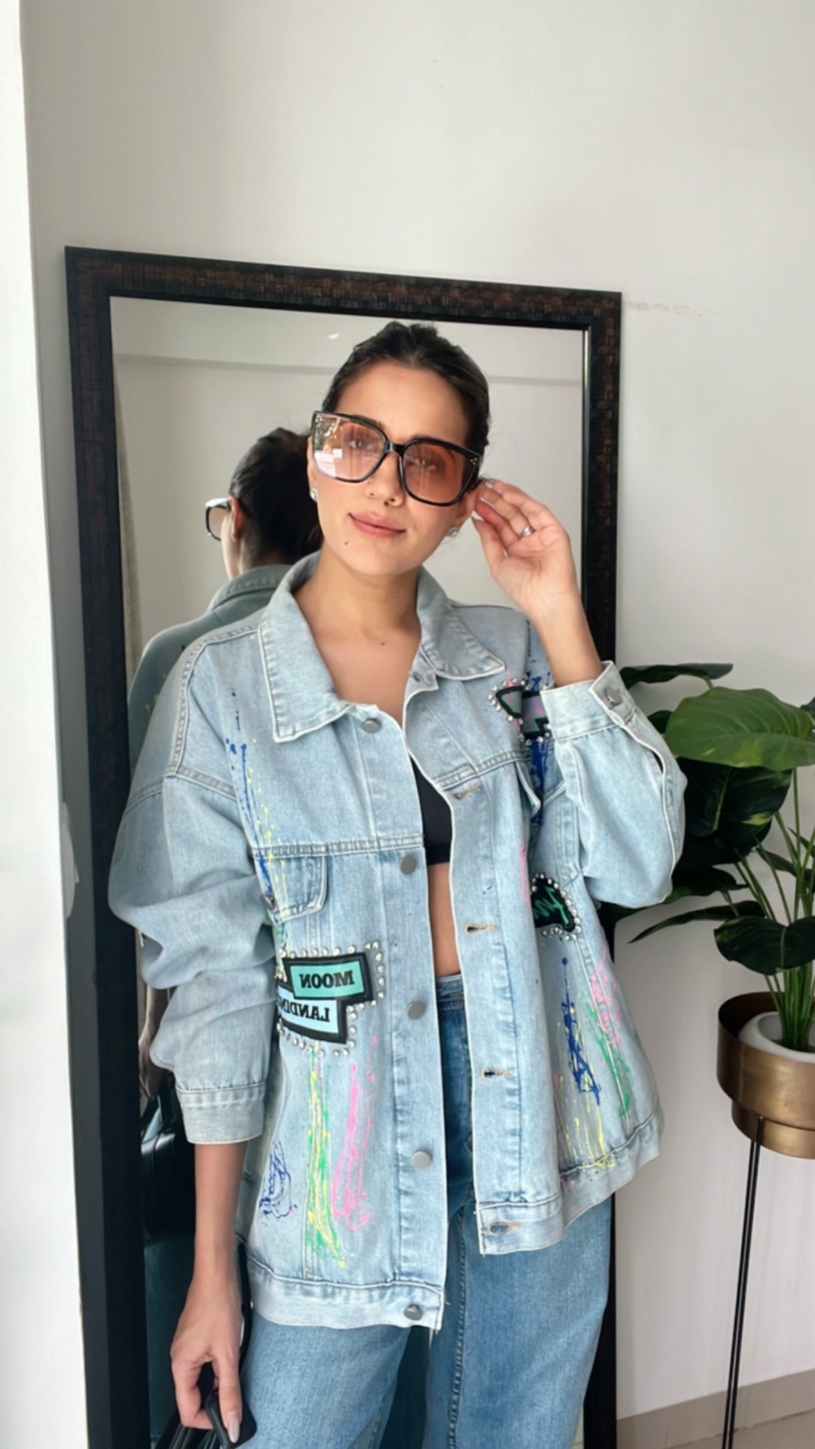 Painted Color Pop Denim Fall Jacket