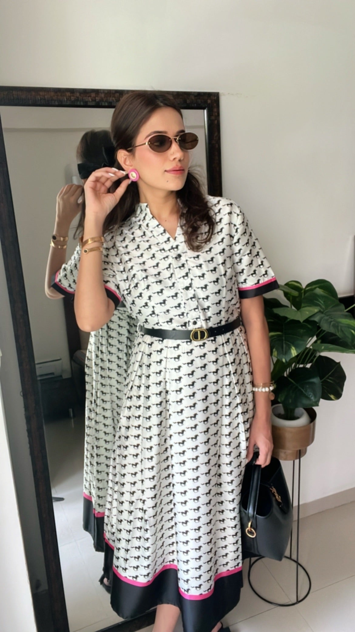 Horse Printed Vintage Dress