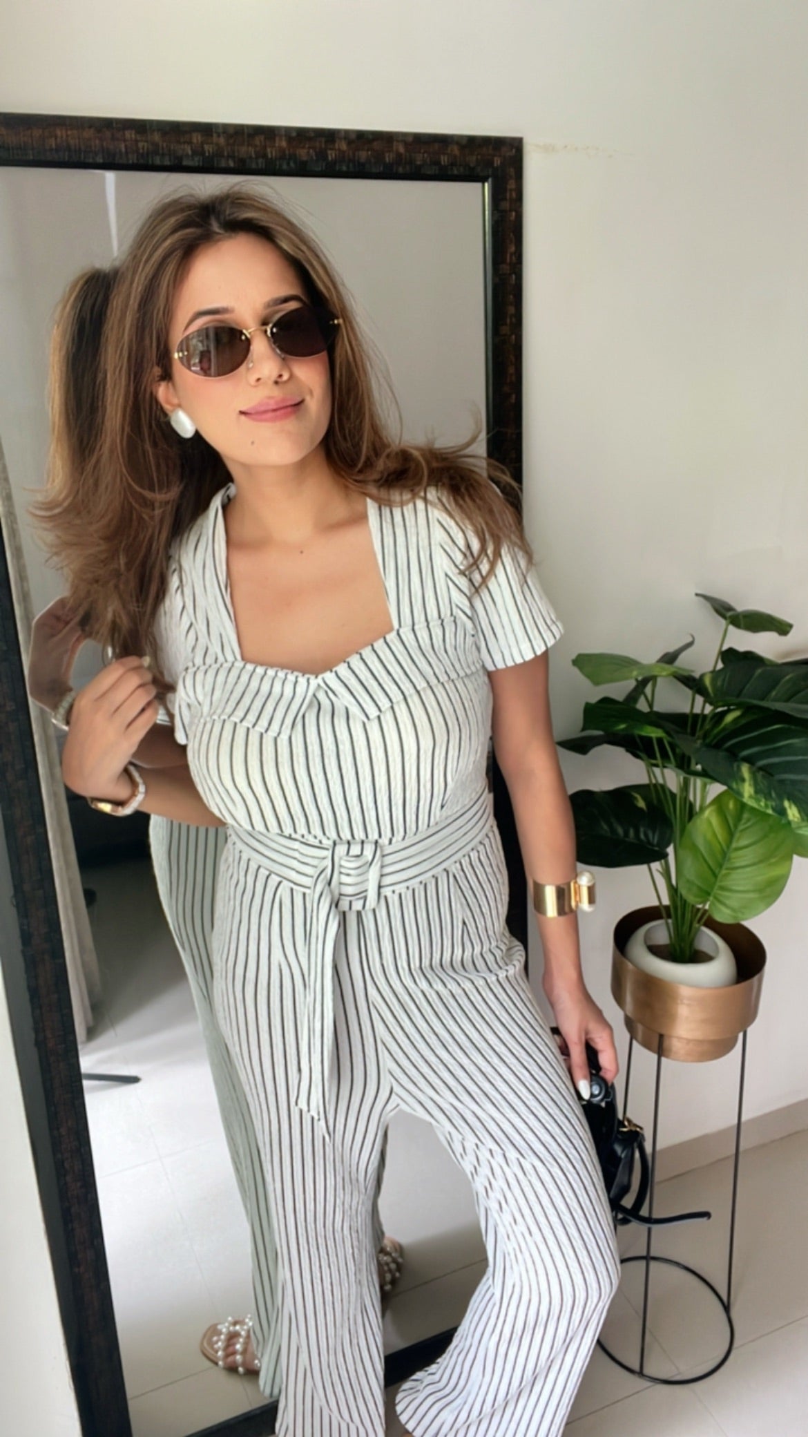 Monochrome Stripe Jumpsuit