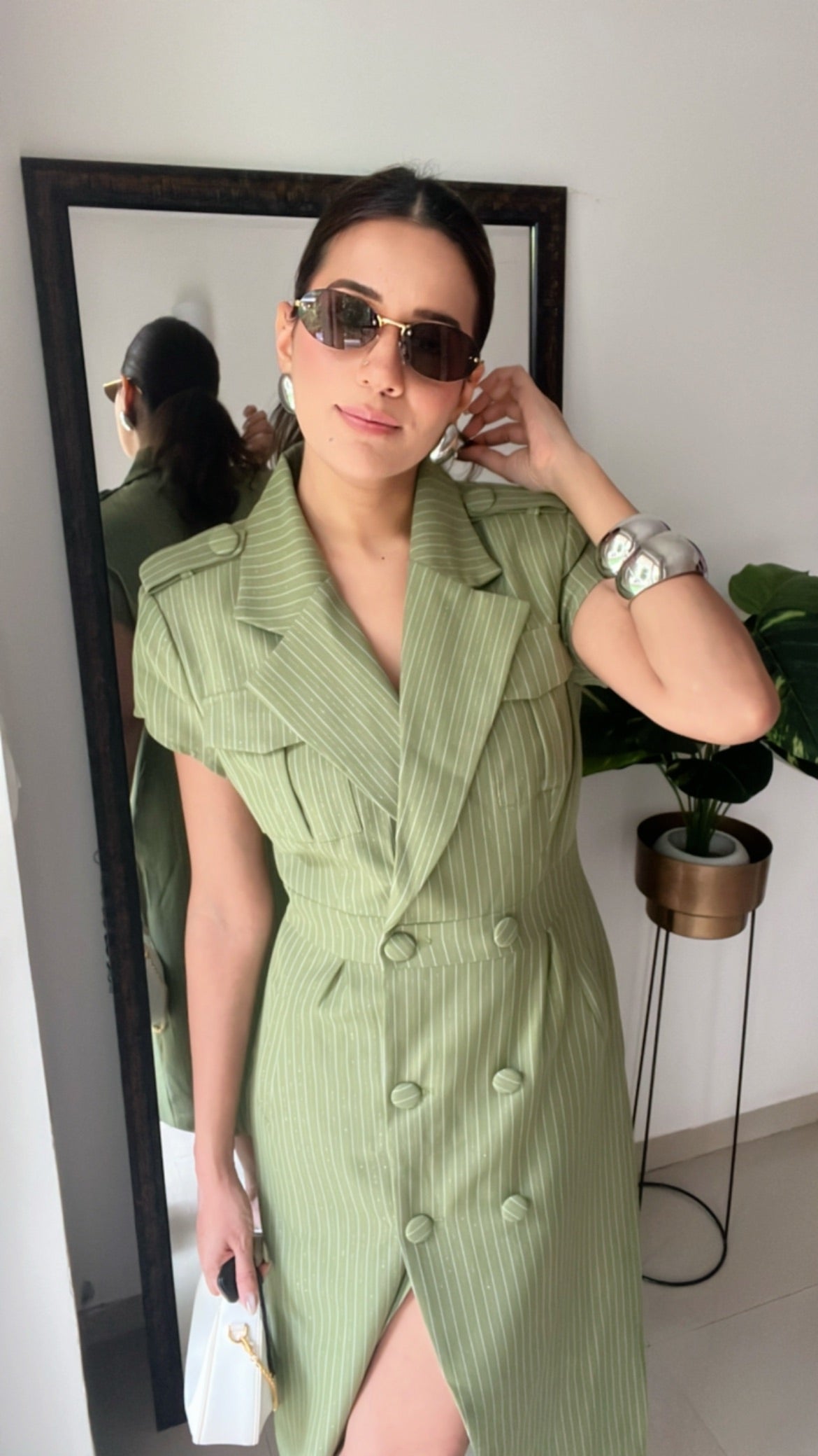 Double Breasted Pinstripe Dress