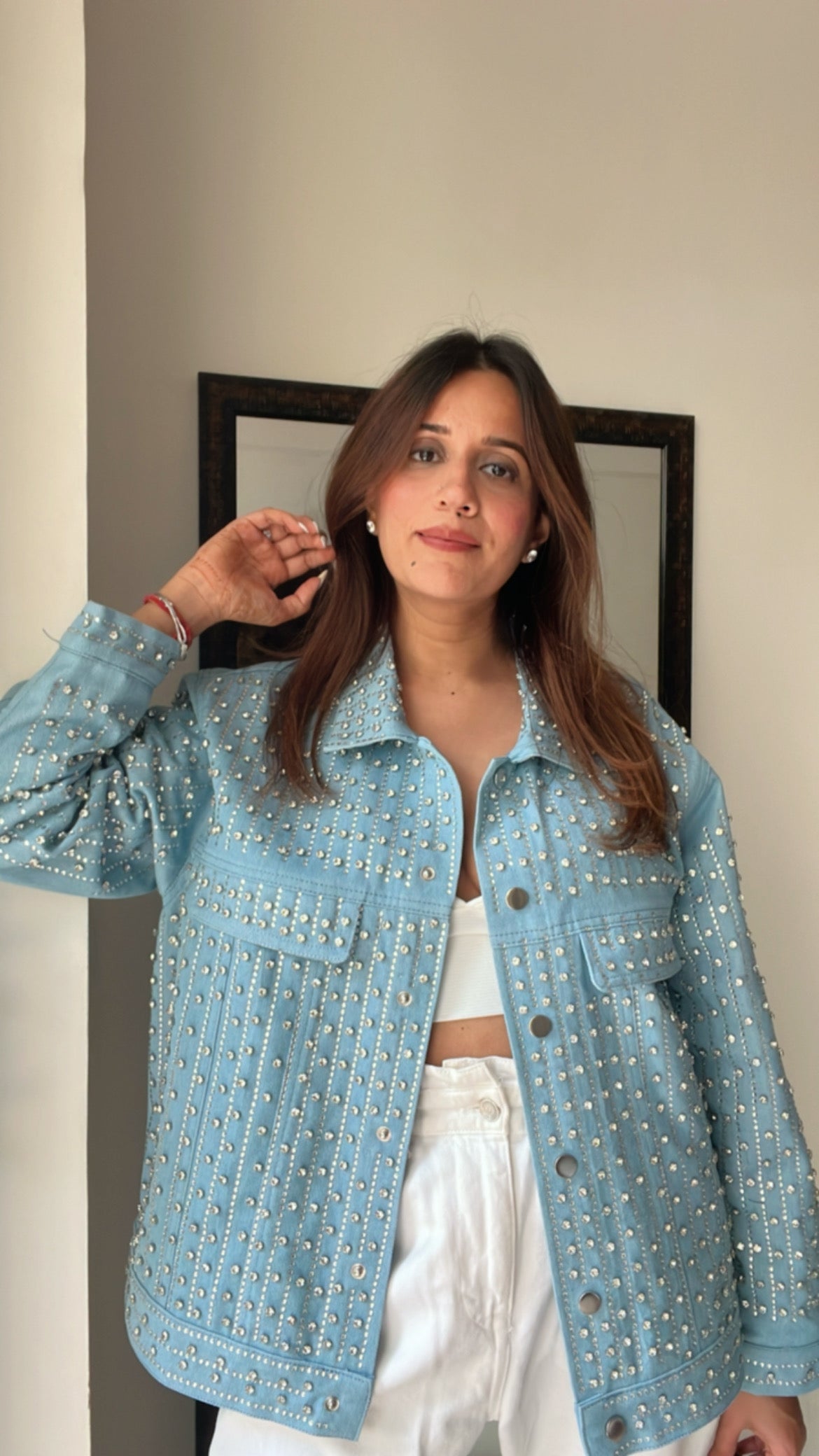 Studded Premium Denim Fall Jacket