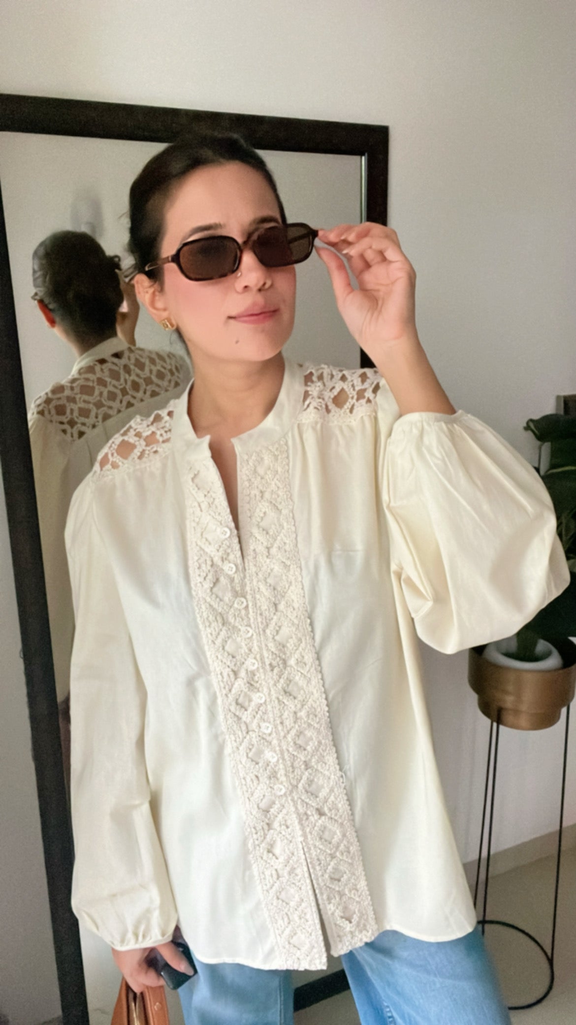 Cut work Lace Poplin Top