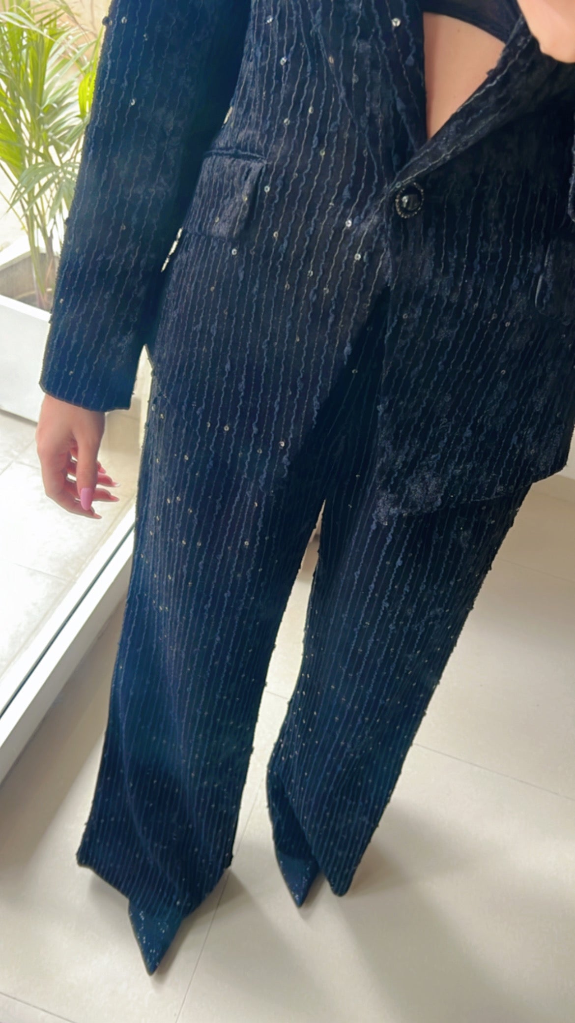 Light Velvet Black Fall Suit Co-ord  Set