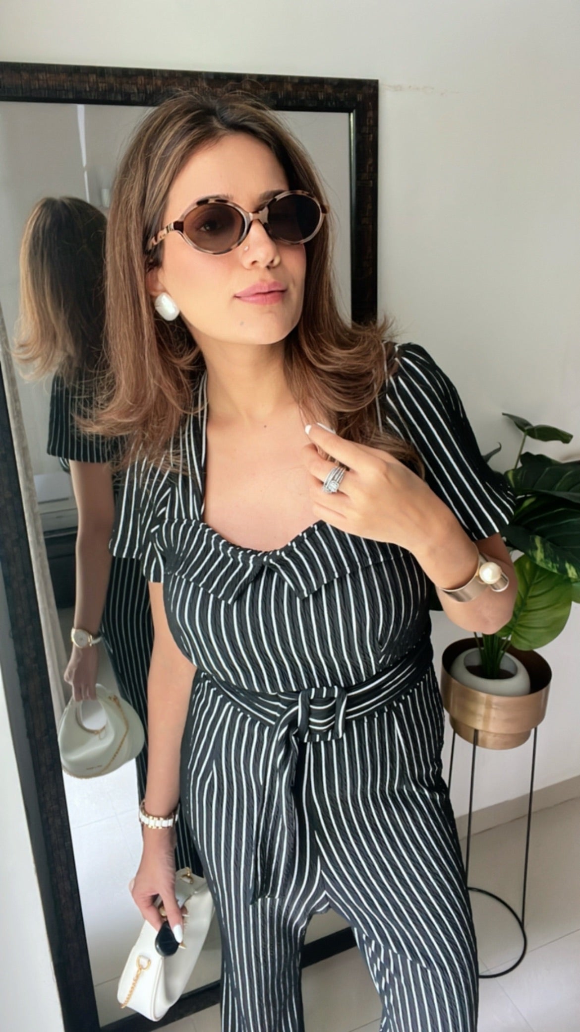 Monochrome Stripe Jumpsuit