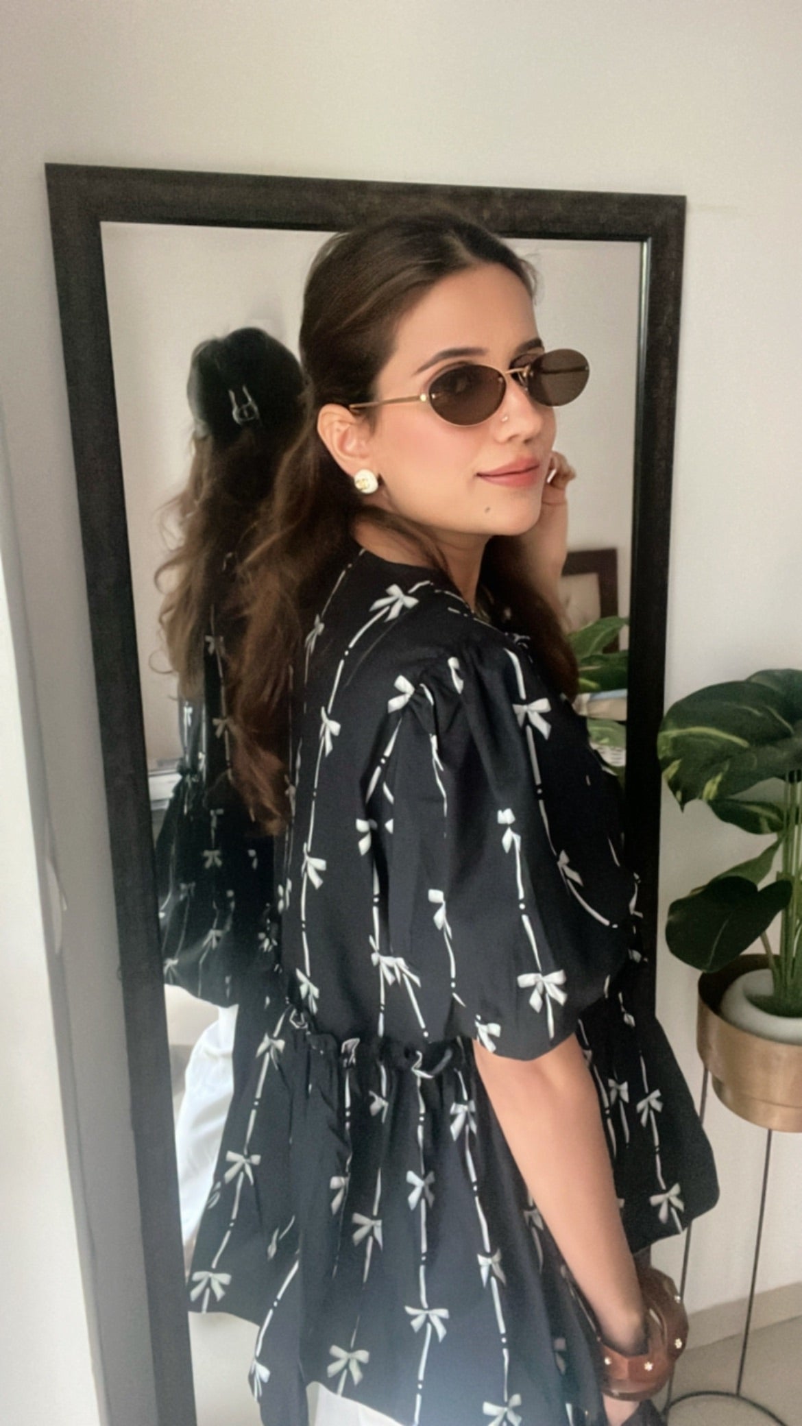 Bow Tie knot Poplin Peplum Top