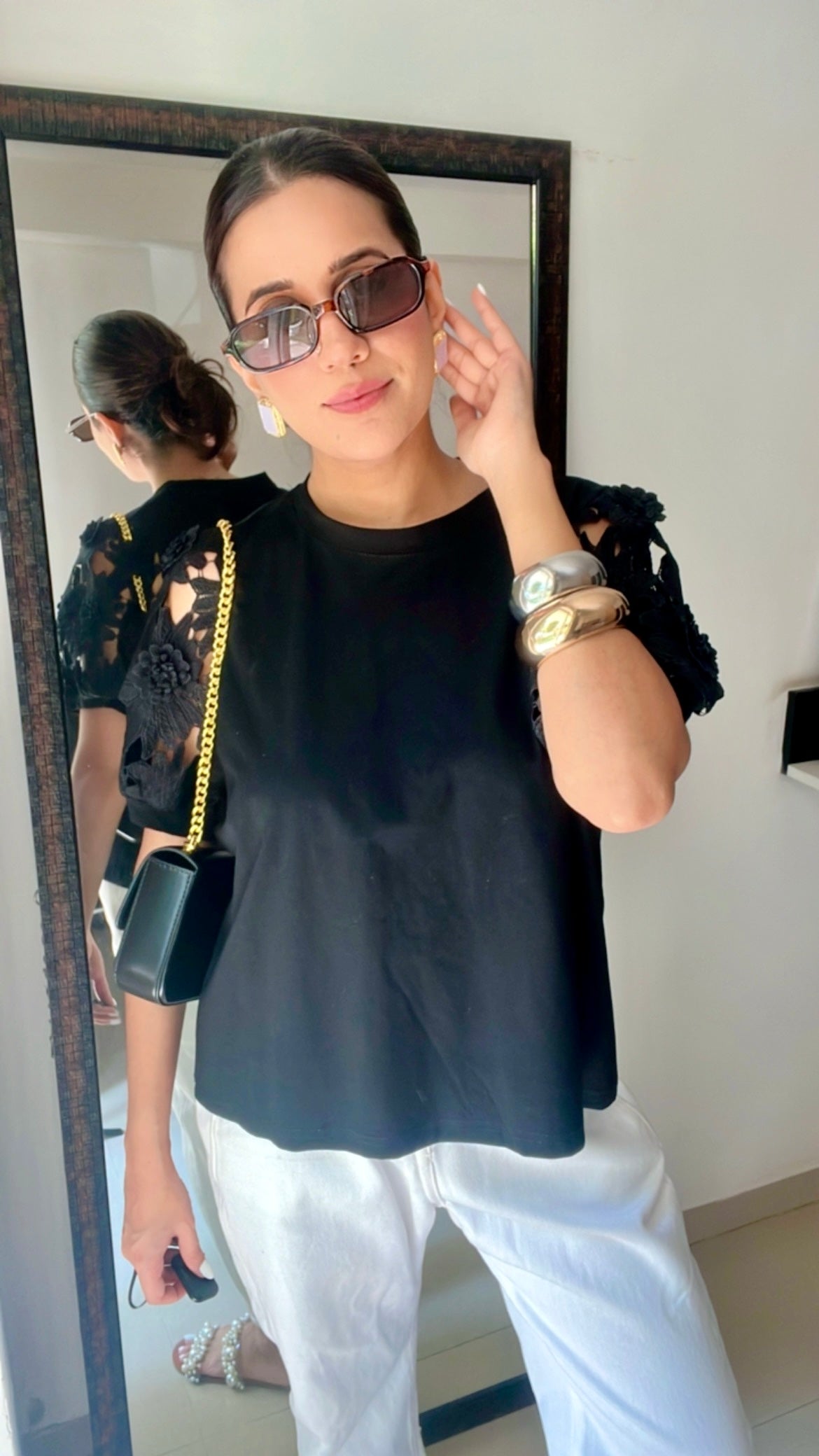 Floral Cutwork Poplin Tee