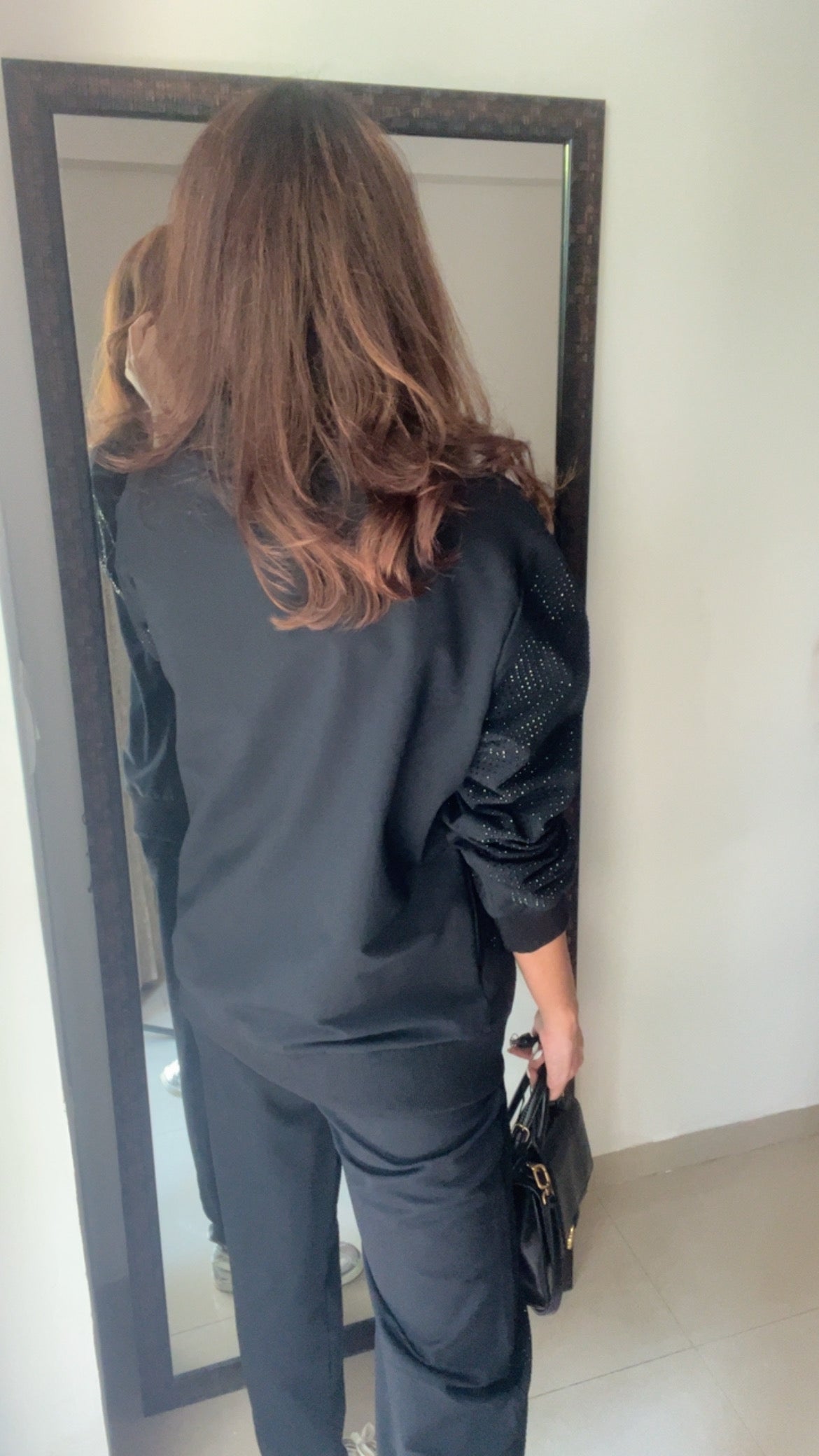 Black Swarovski Studded Lounge Set