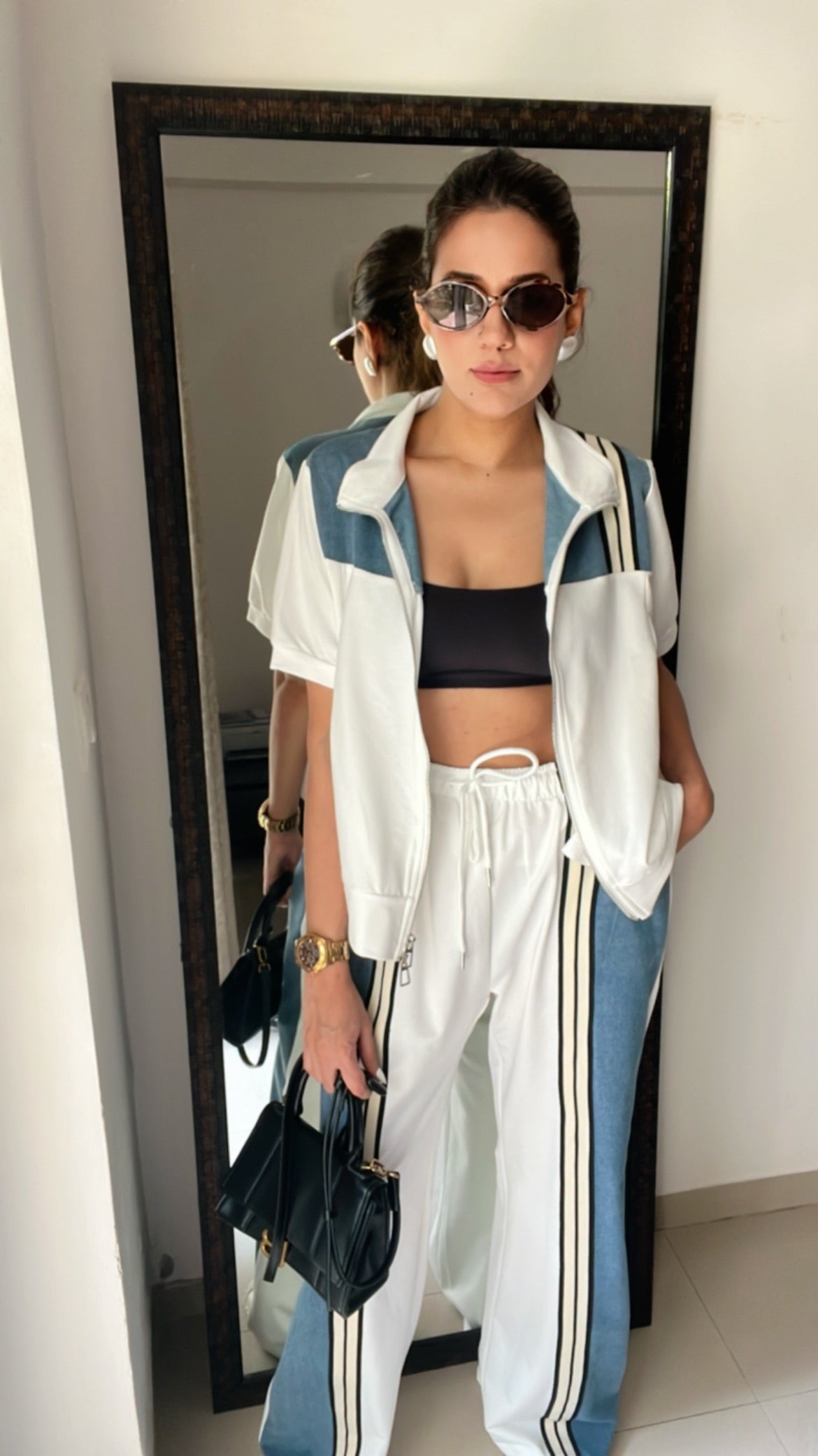 Denim contrast Chic Lounge Set