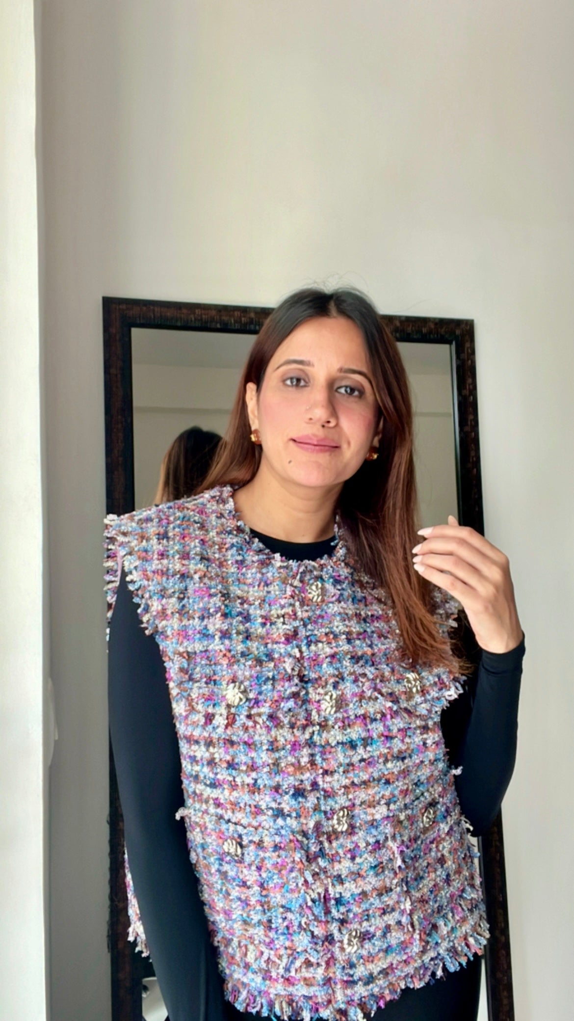 Multi Color Tweed Fall Vest