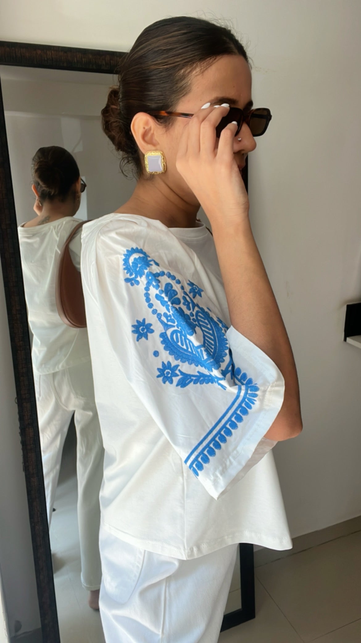 Embroidered Poplin Tee Top