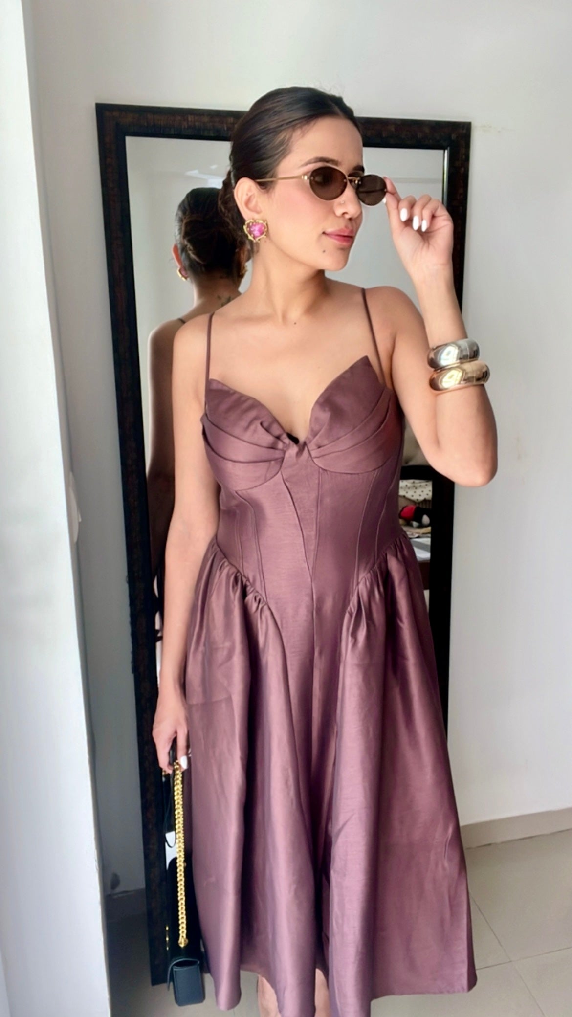 Mocha Rose Midi Dress