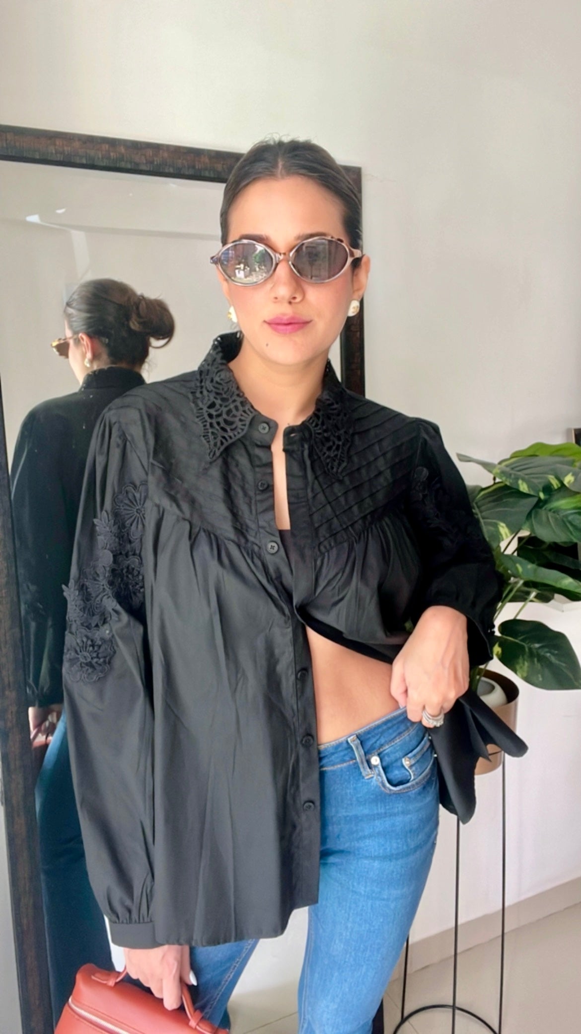 Poplin Lace Eplique Shirt