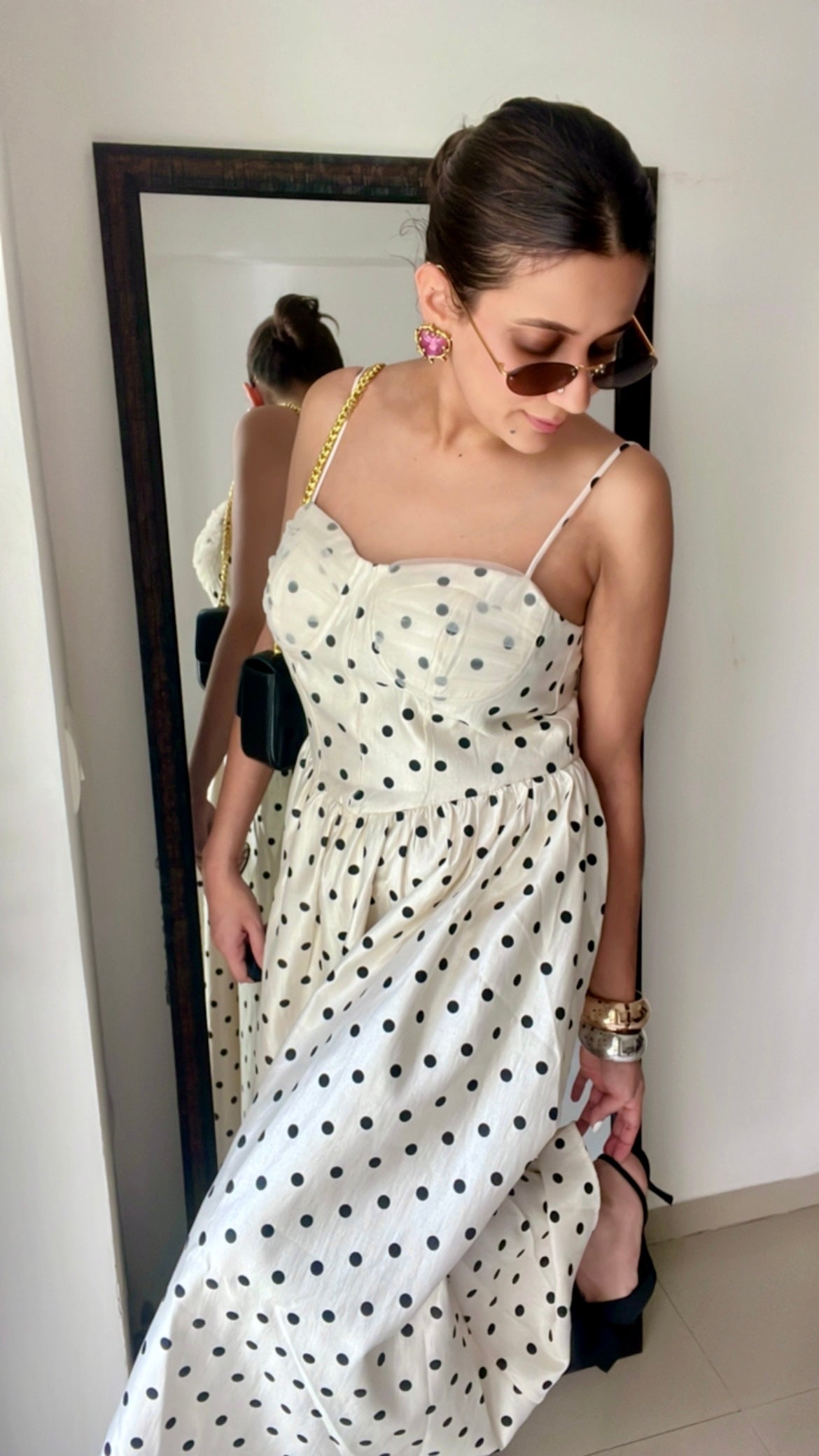 Rouge Polka Dot Midi Dress