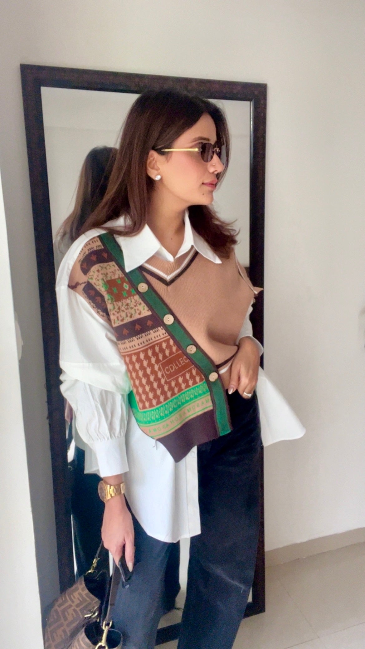 Knit Vest Poplin Fall Shirt