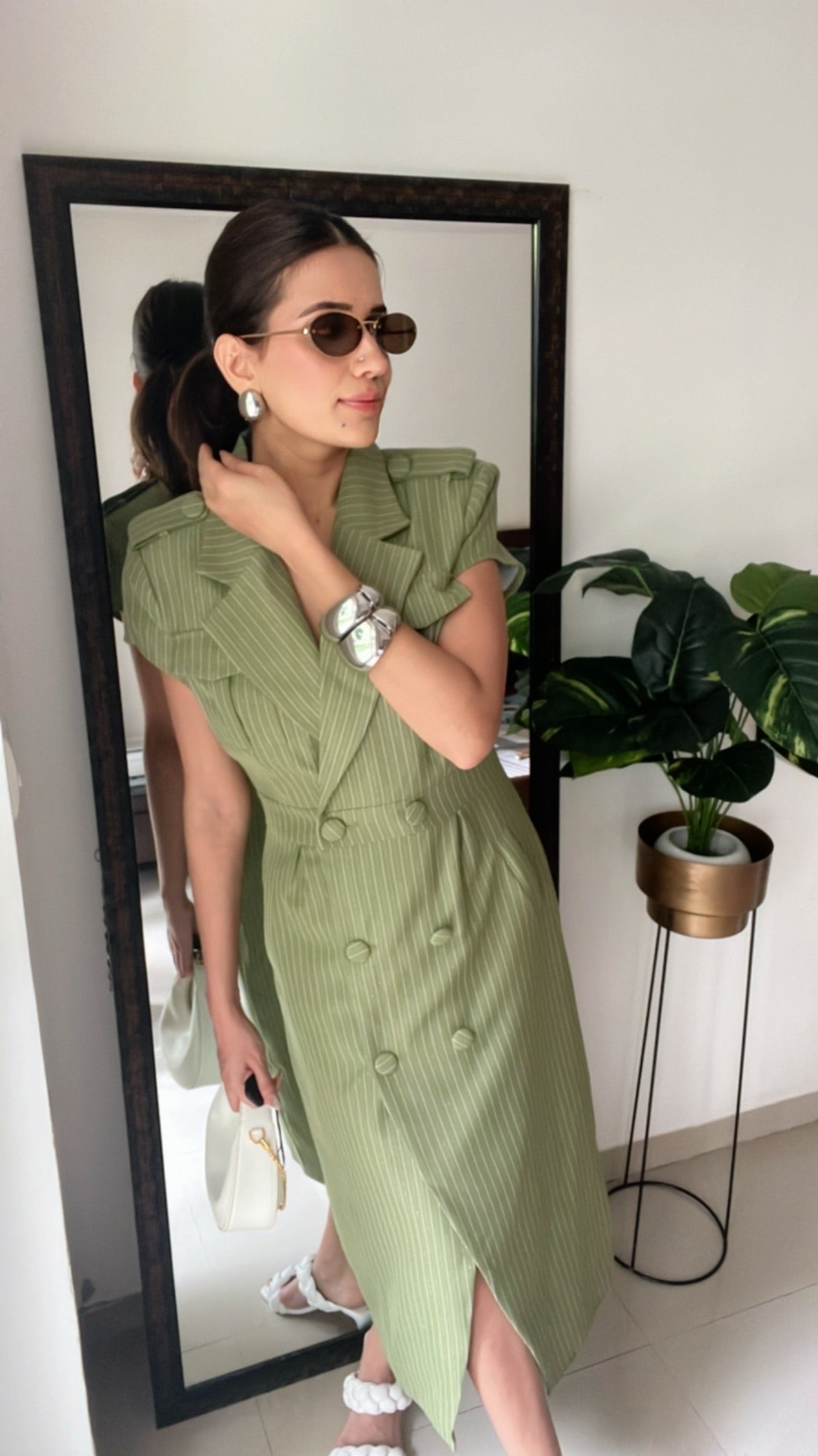 Double Breasted Pinstripe Dress
