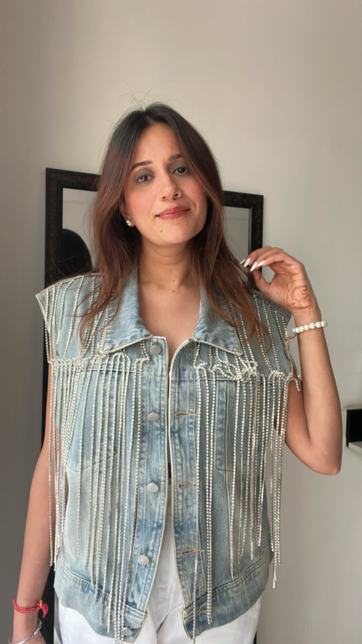 Denim Fringe Tasseled Fall Vest