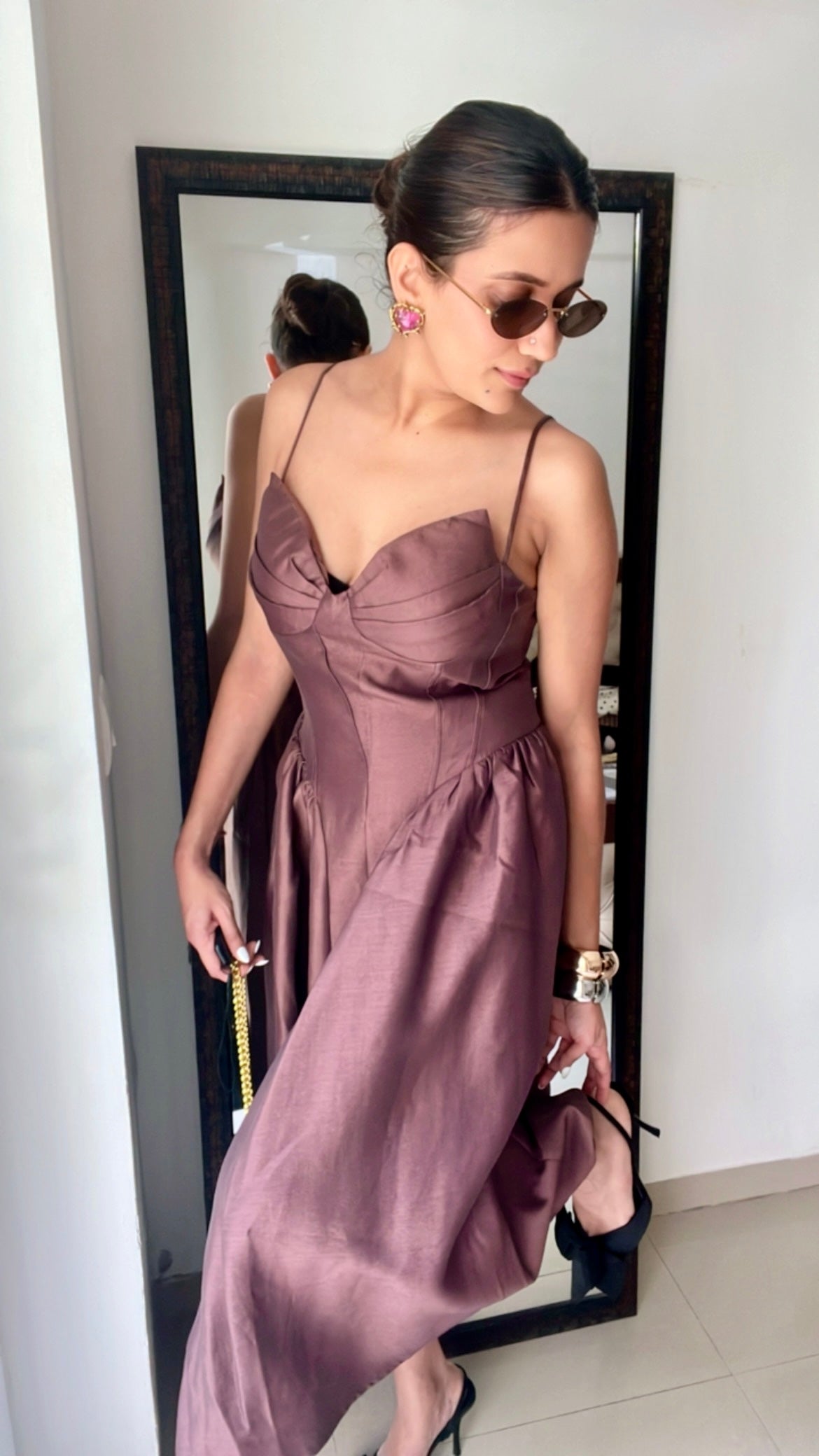 Mocha Rose Midi Dress