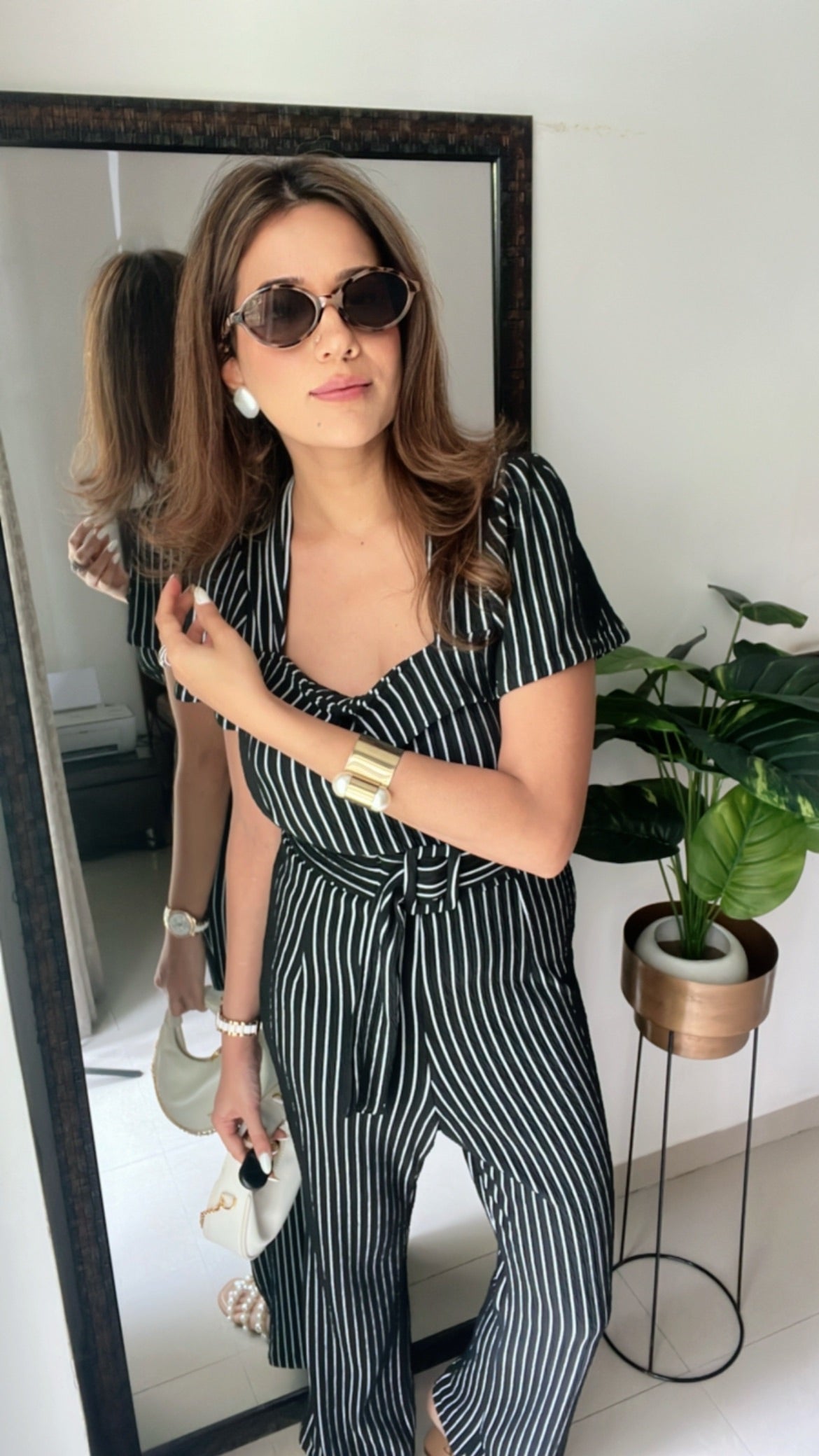 Monochrome Stripe Jumpsuit