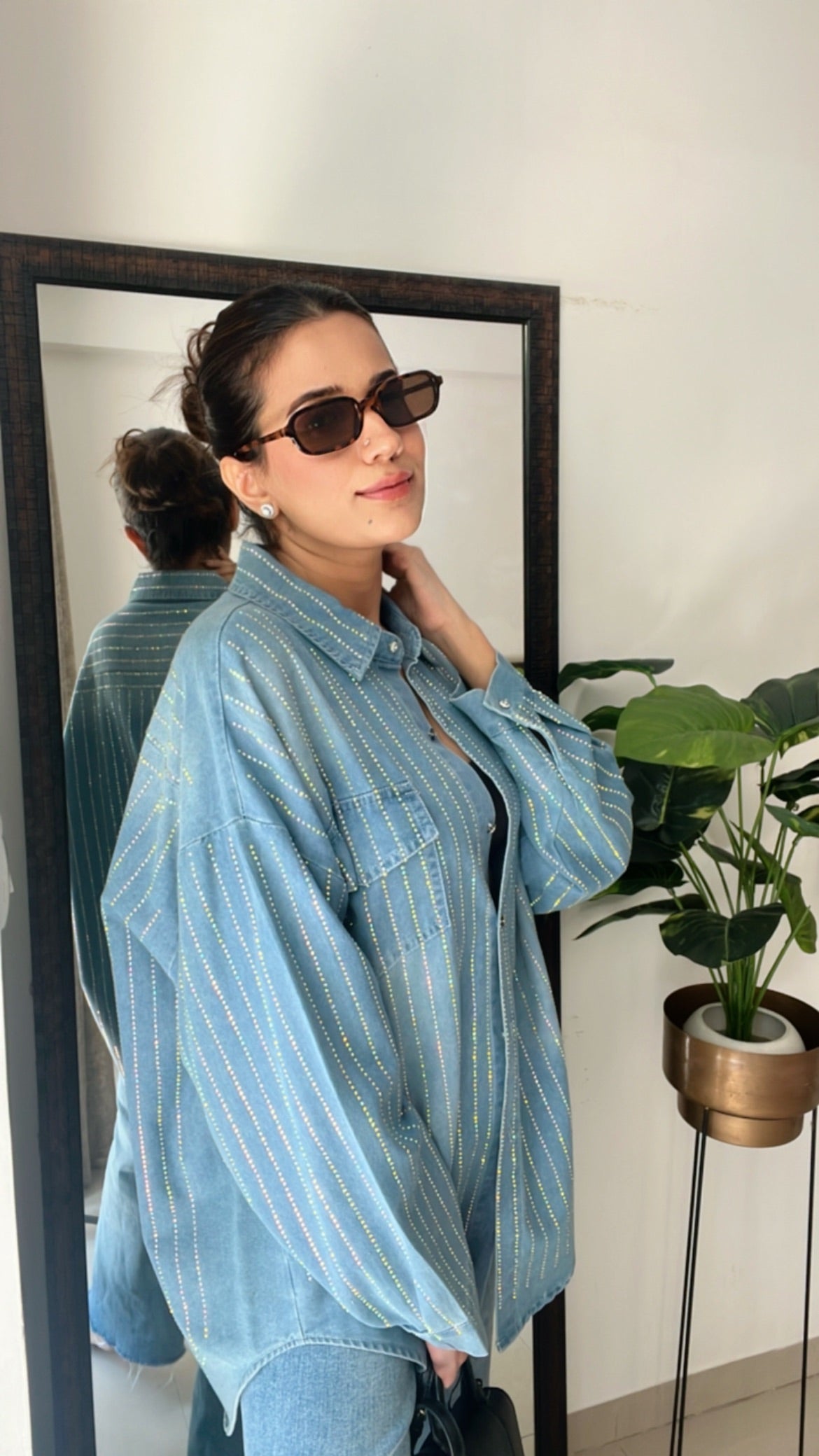 Swarovski Studded Denim shirt