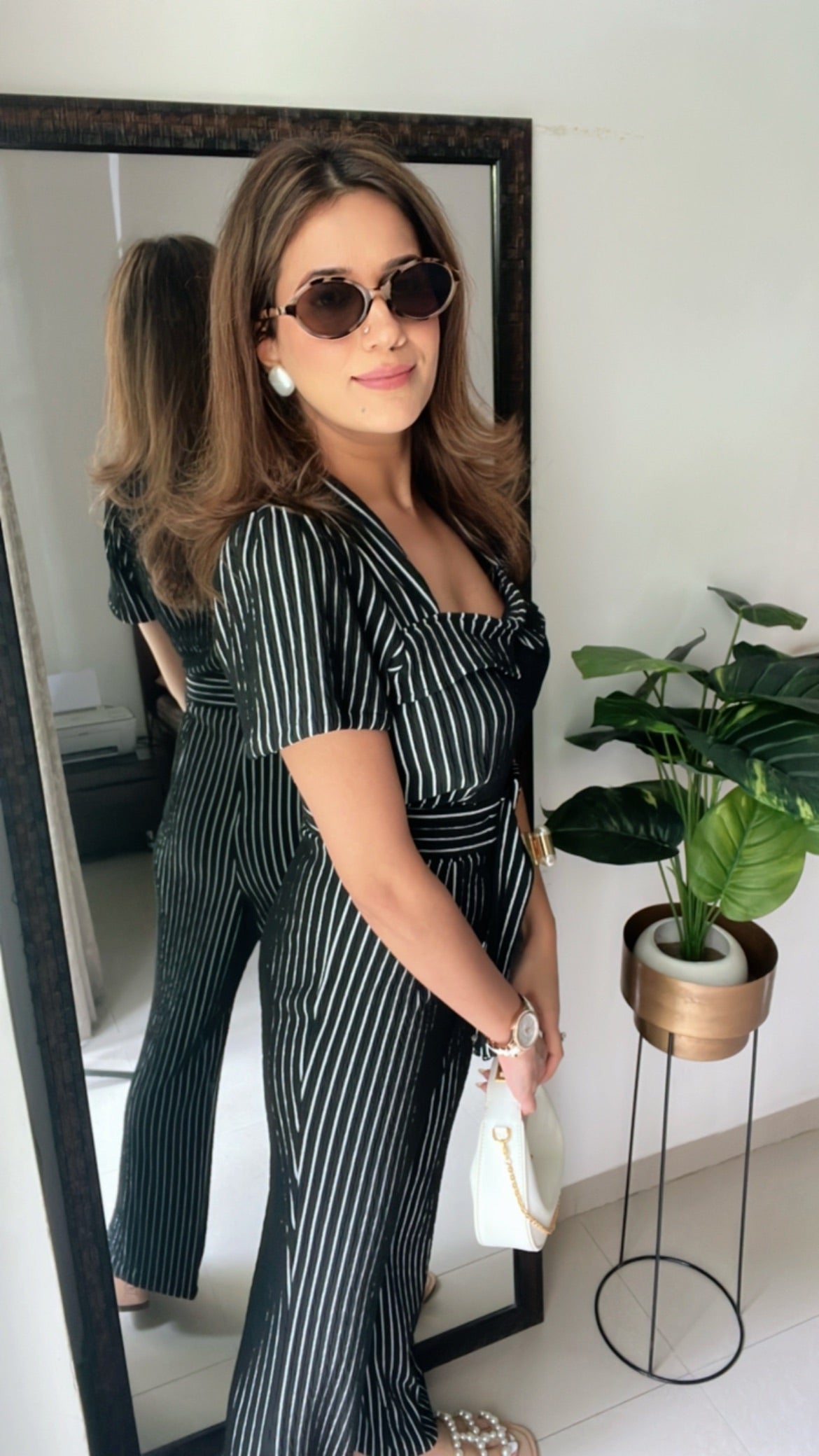 Monochrome Stripe Jumpsuit