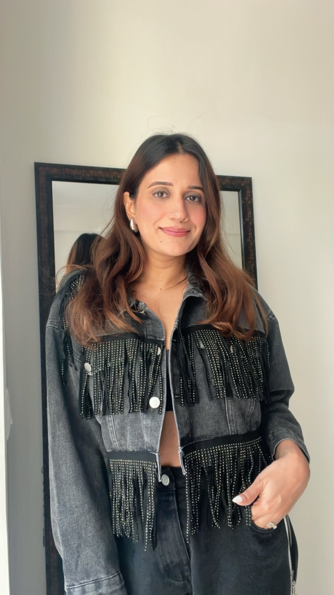 Fringe Black Fall Denim Jacket