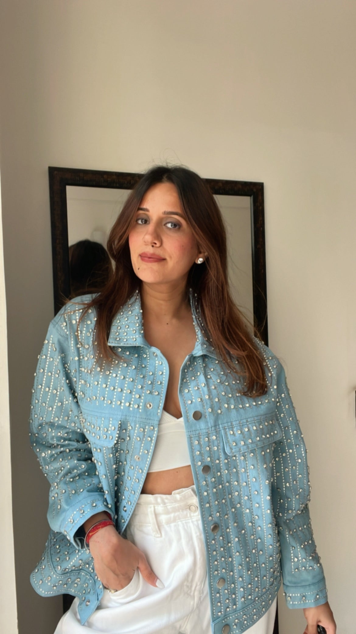 Studded Premium Denim Fall Jacket