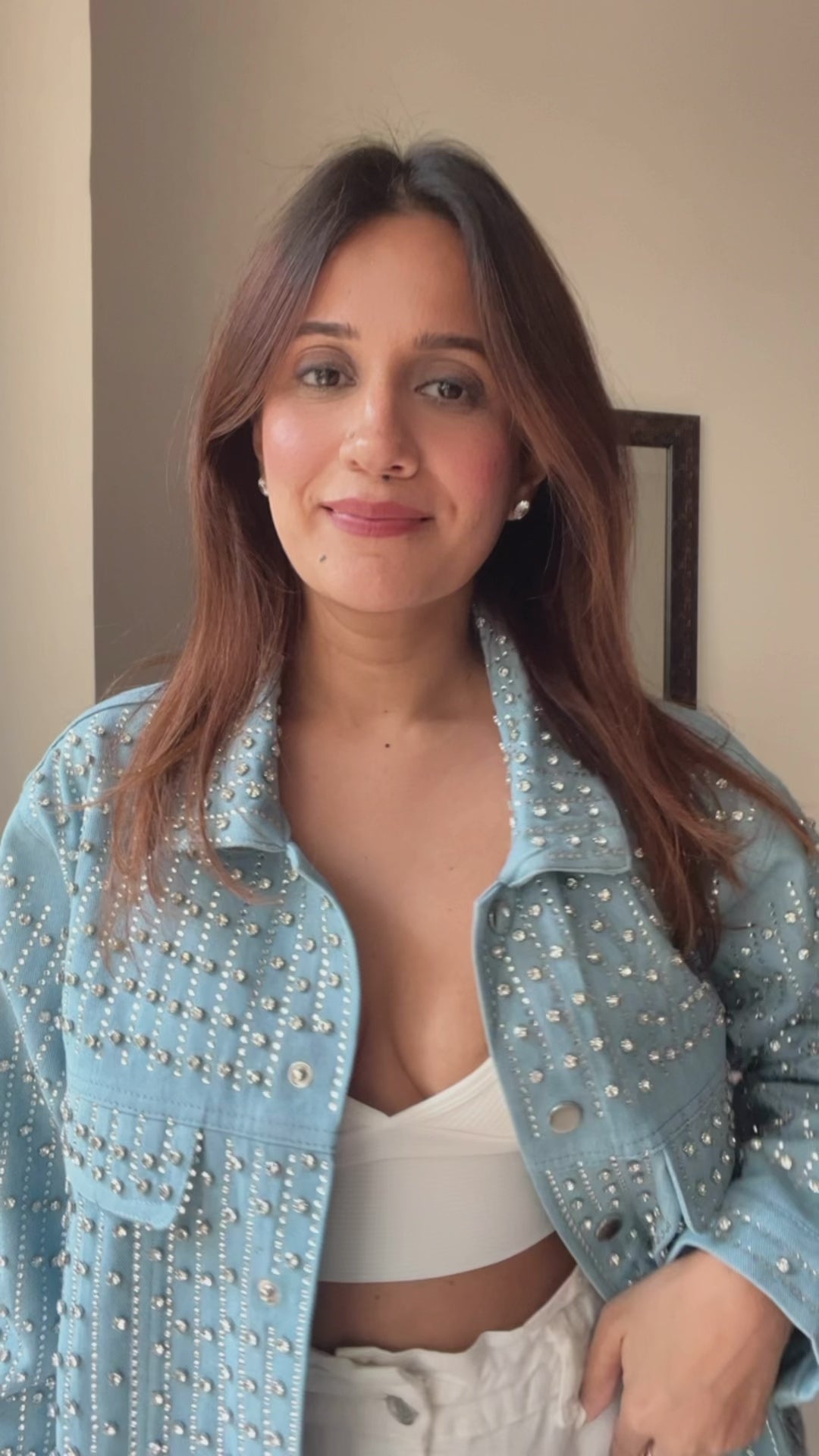 Studded Premium Denim Fall Jacket