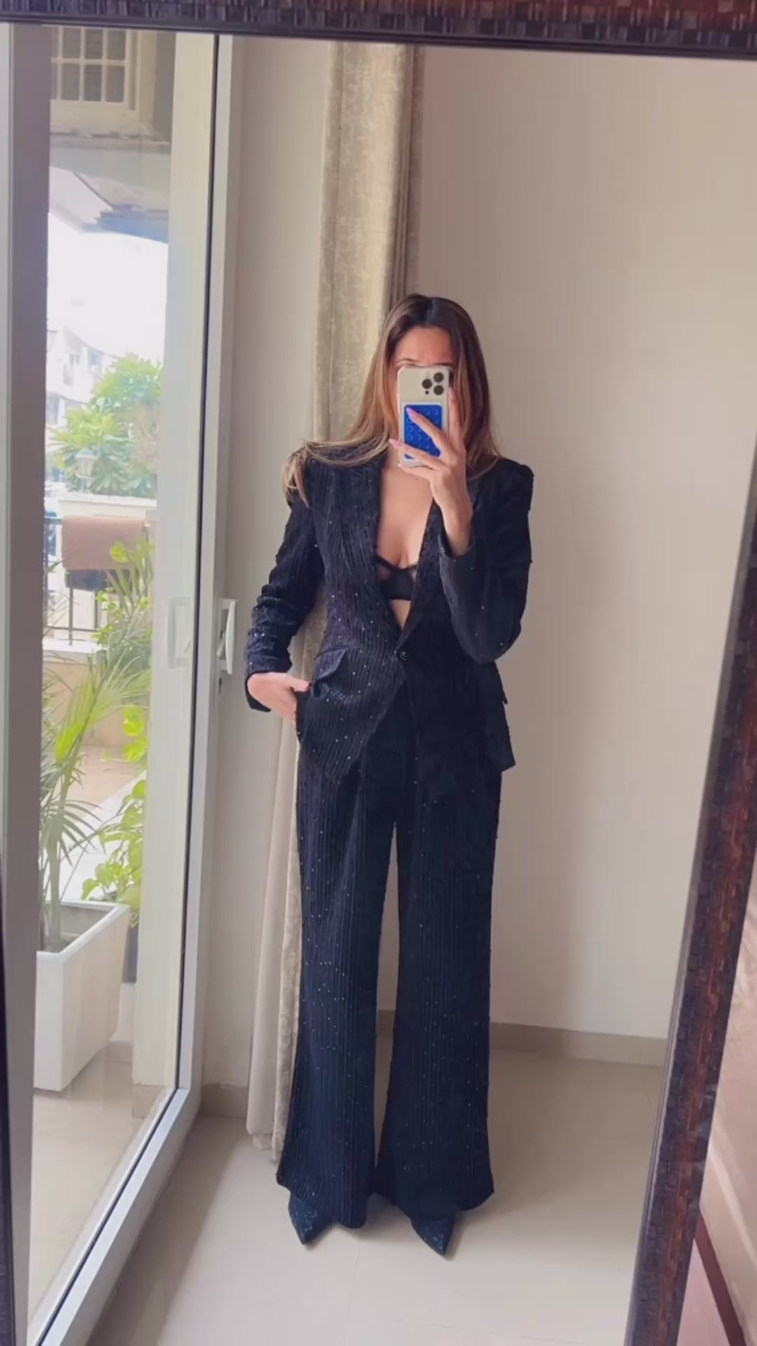 Light Velvet Black Fall Suit Co-ord  Set