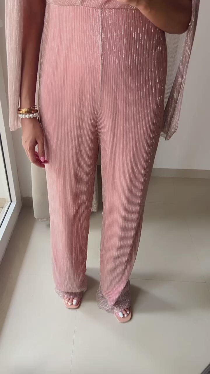 Cape Pleated Jumpsuit