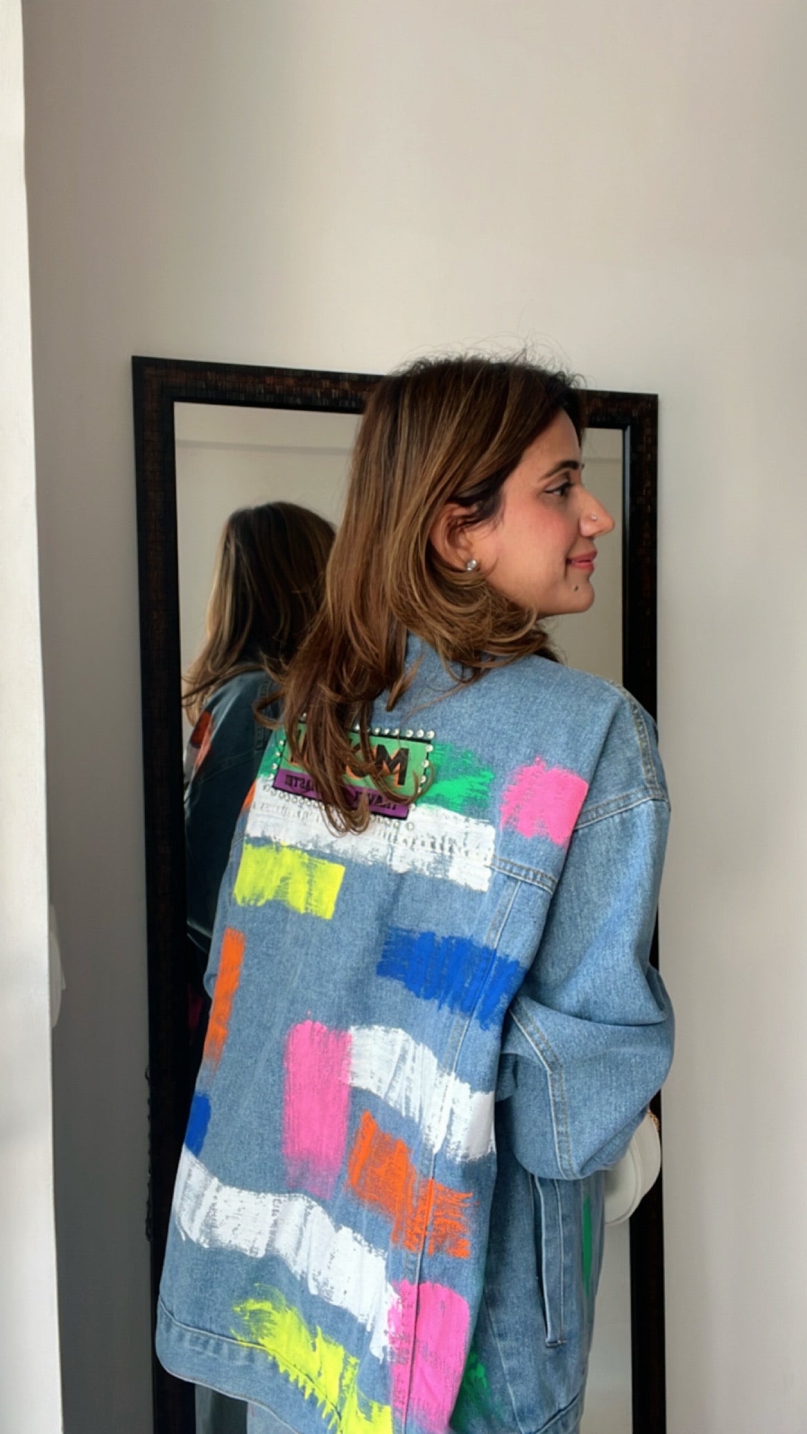 Color Splash Oversized Denim Fall Jacket