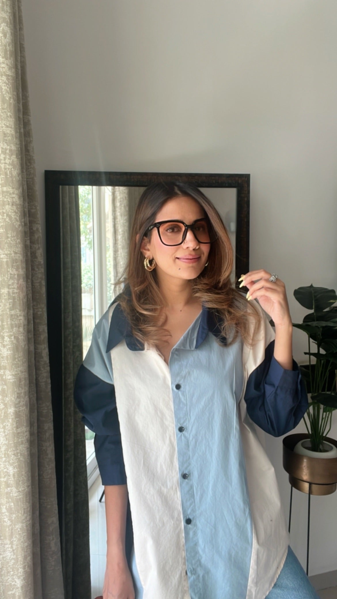 Colorblock Poplin Shirt