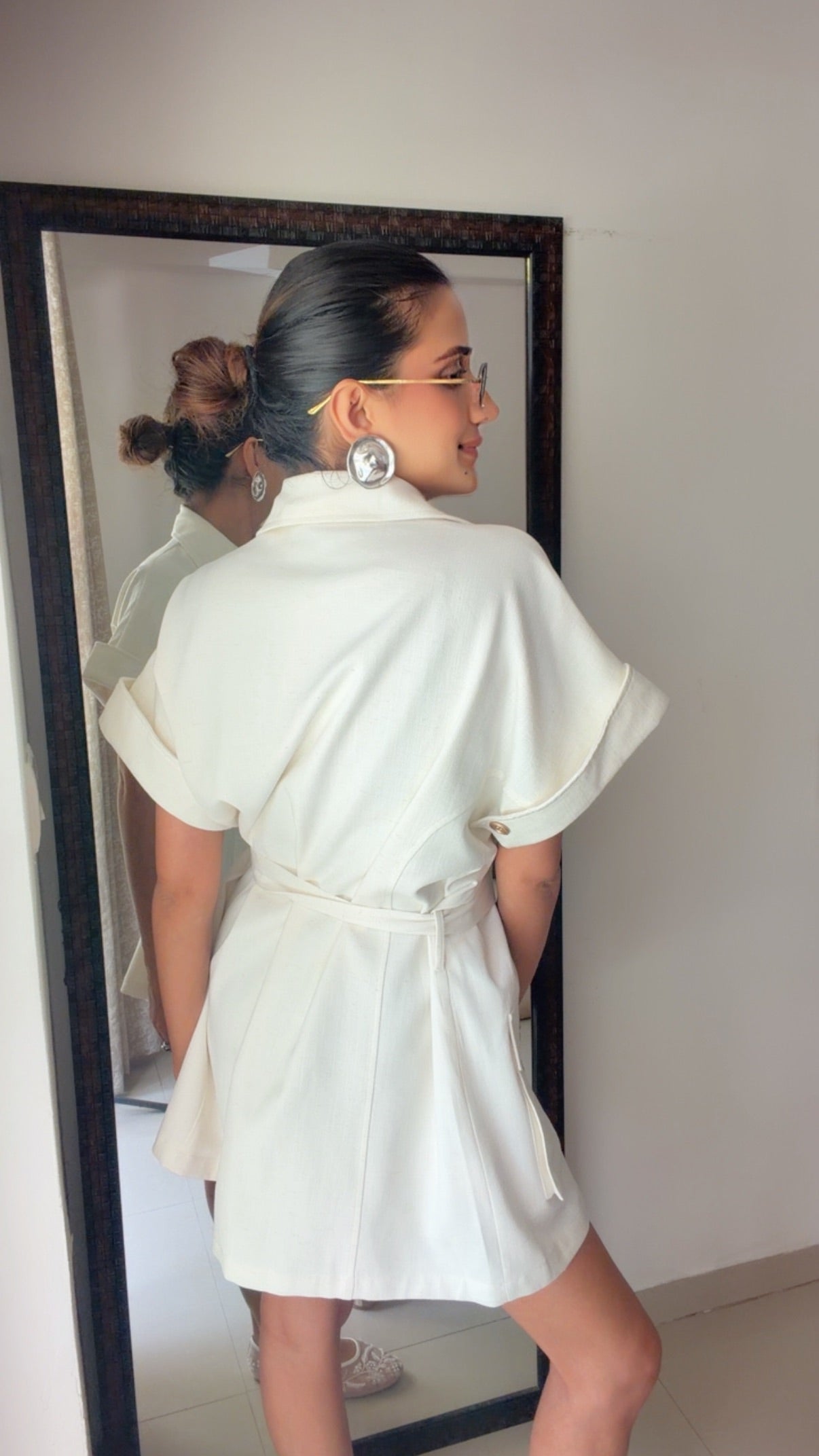 Ivory Utility Belted Dress