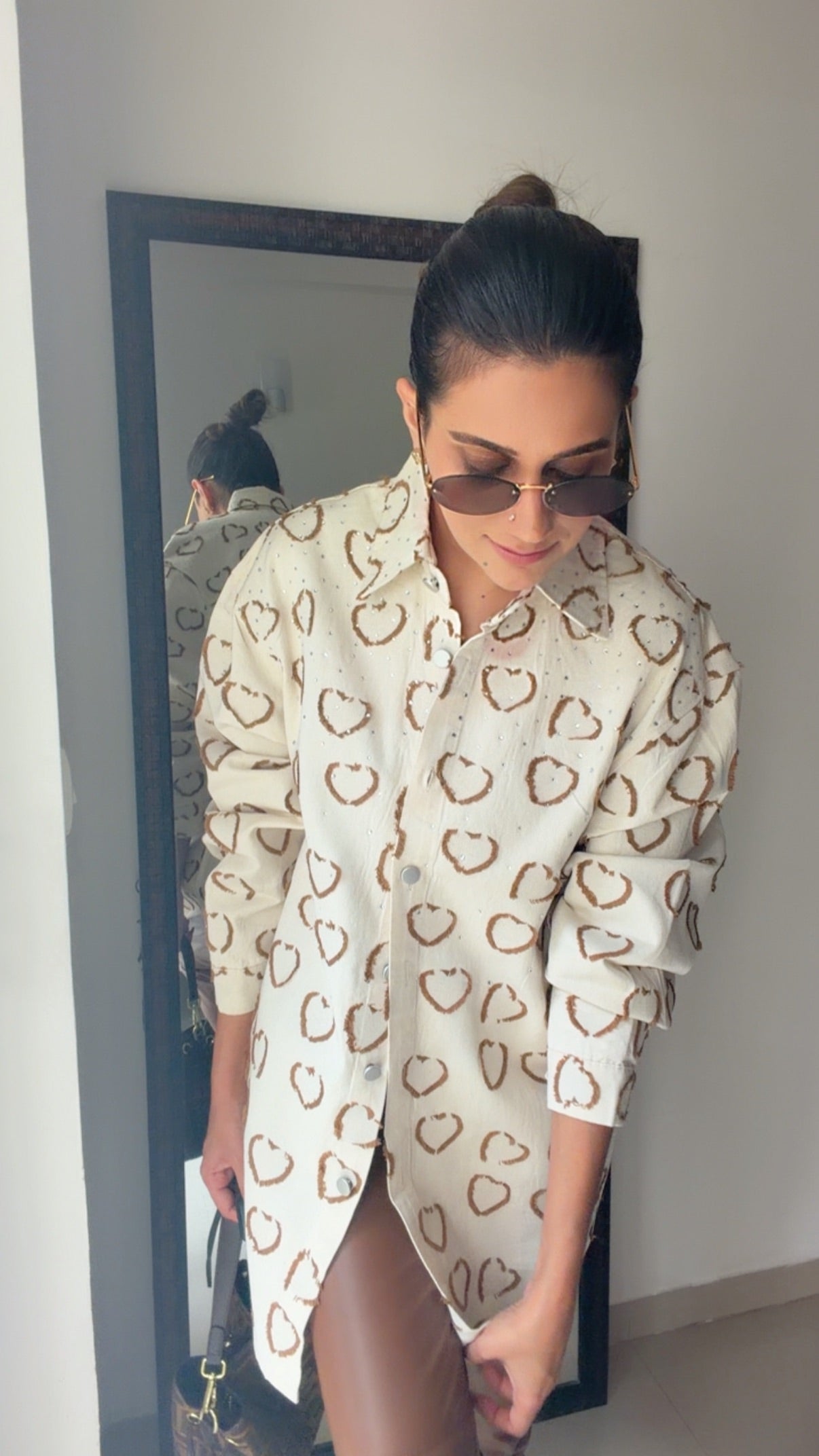 Swarovski Studded Heart Denim Shirt