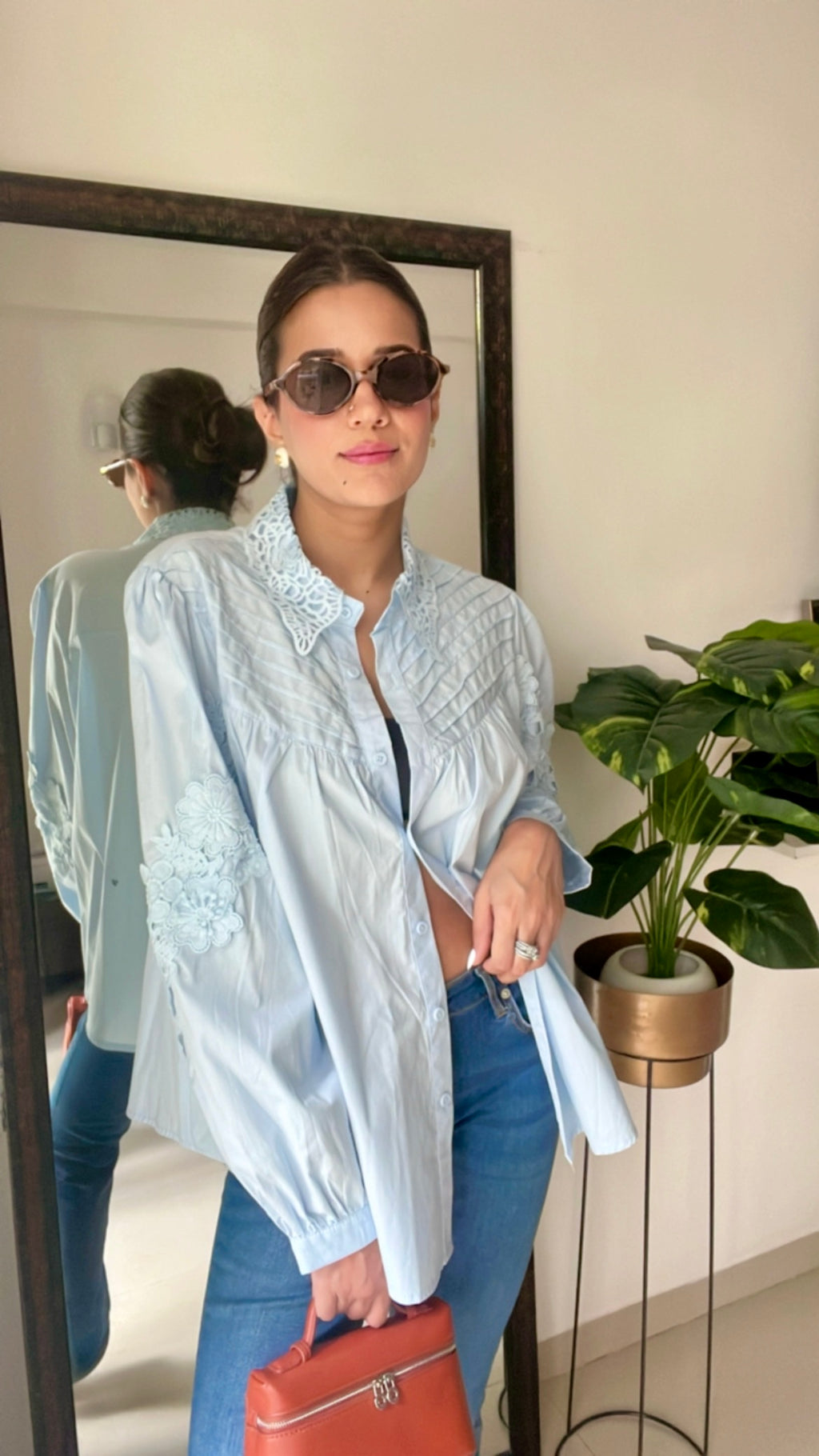 Poplin Lace Eplique Shirt