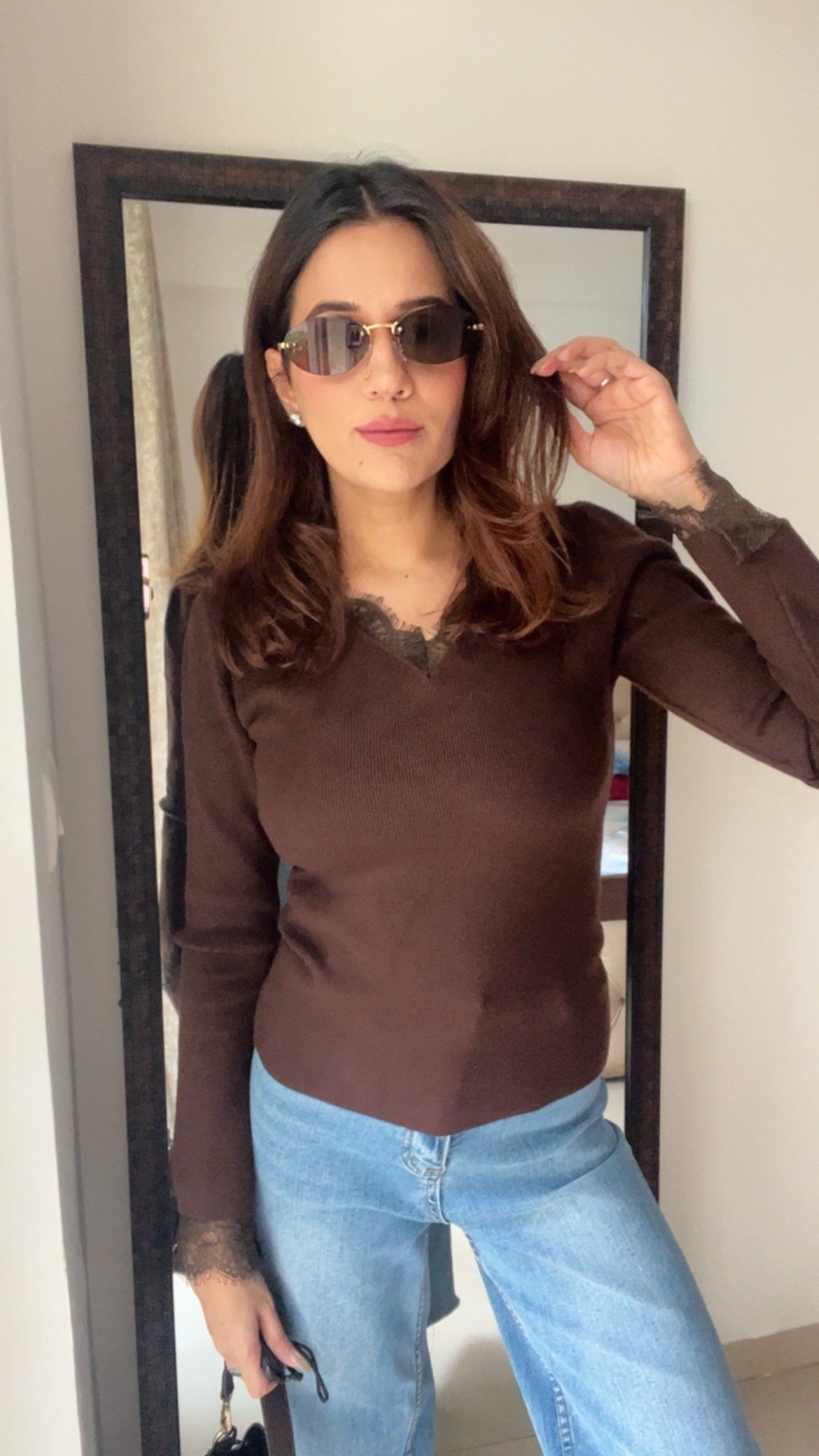 Ribbed Lace Detailed Fall Layered Top