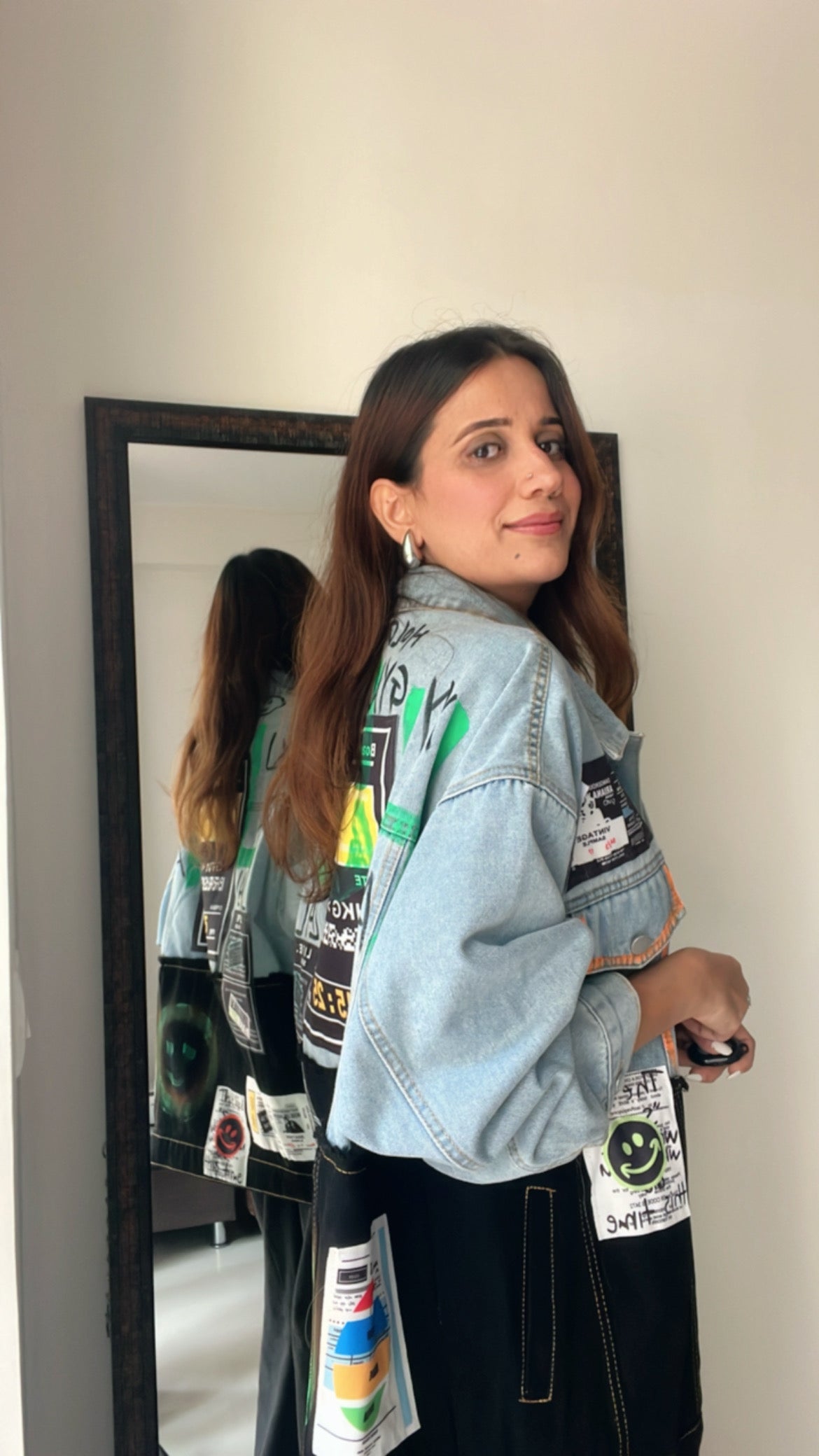 Dual Denim Oversized Fall Jacket